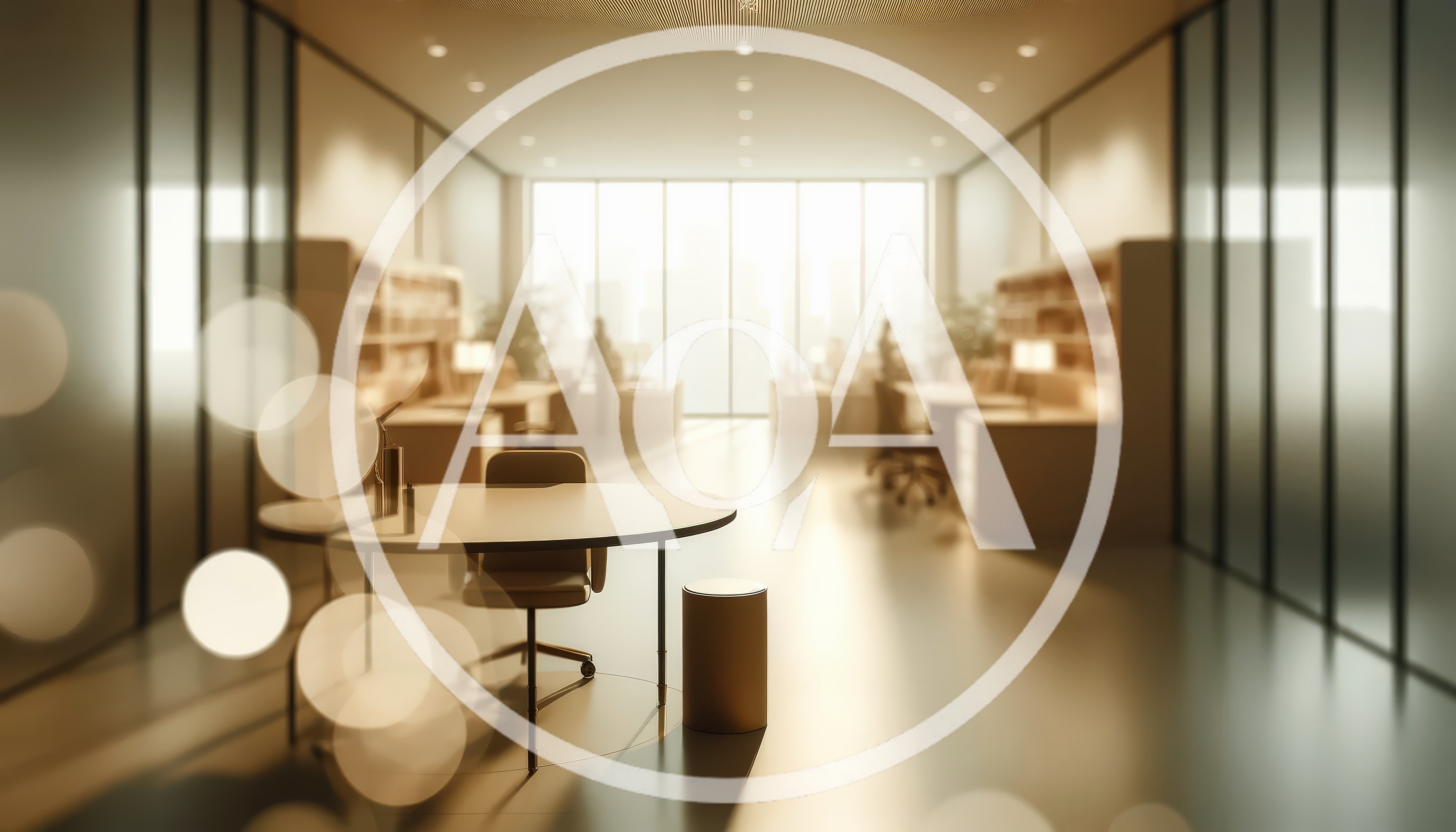 Modern Office Interior With Blurred Bokeh Lighting