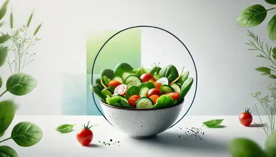 Fresh Vegetable Salad Bowl in Minimalist Studio Setting