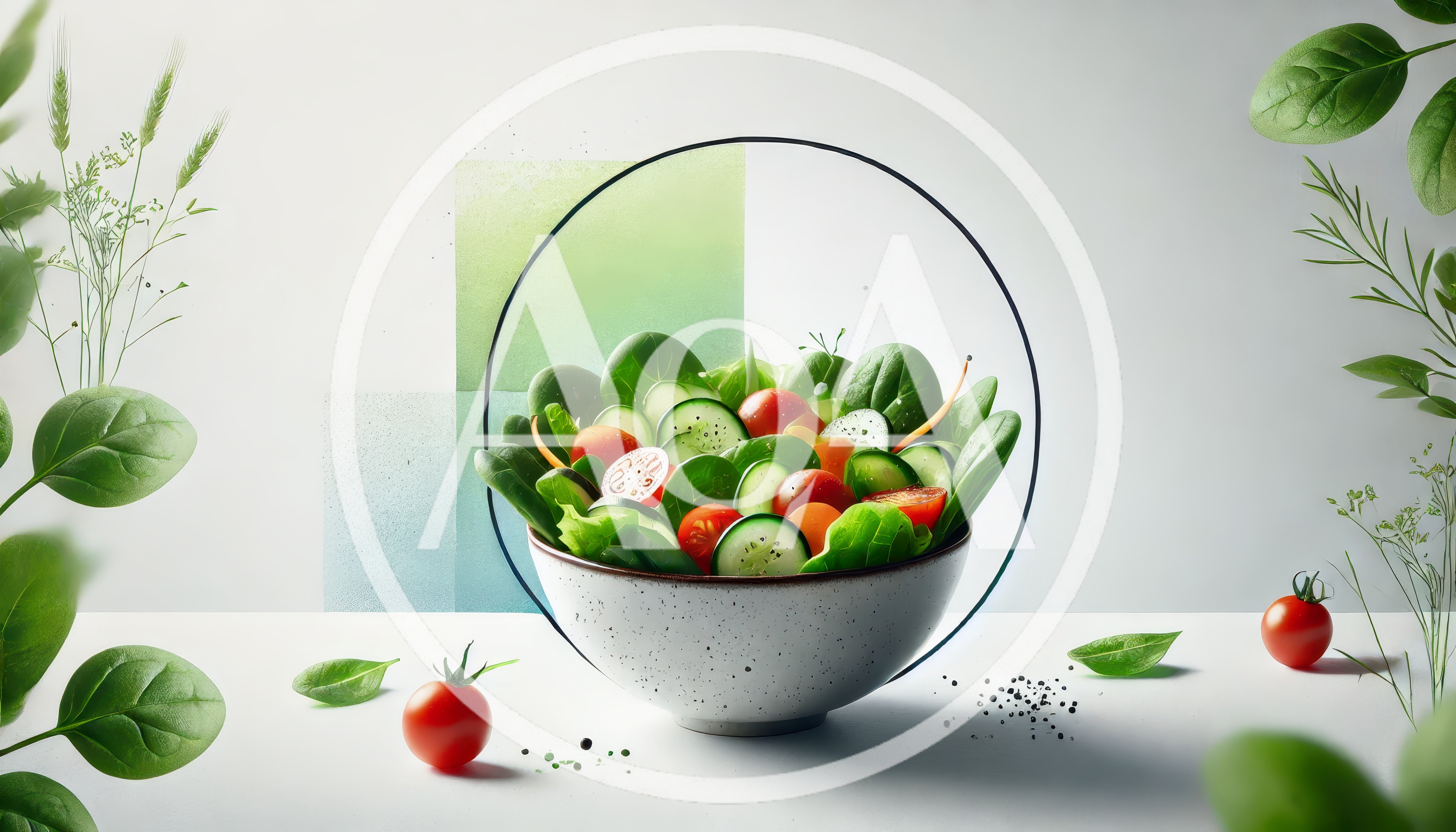 Fresh Vegetable Salad Bowl in Minimalist Studio Setting