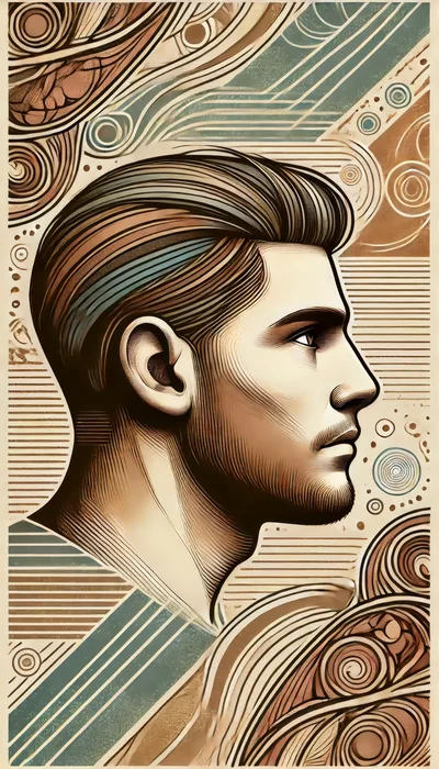 Stylized Profile Portrait Of A Man With Geometric Patterns