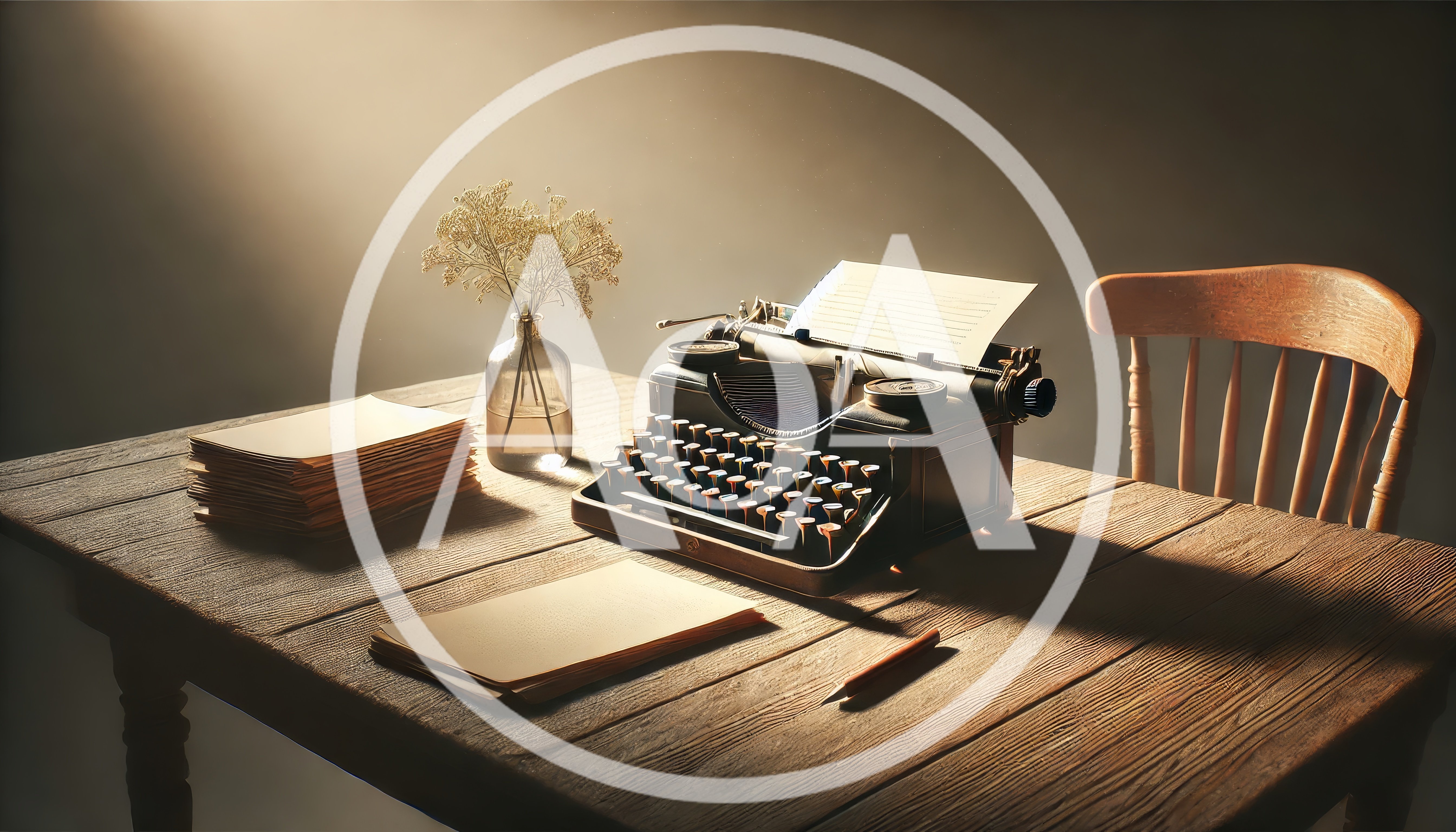 Vintage Typewriter On A Rustic Wooden Desk