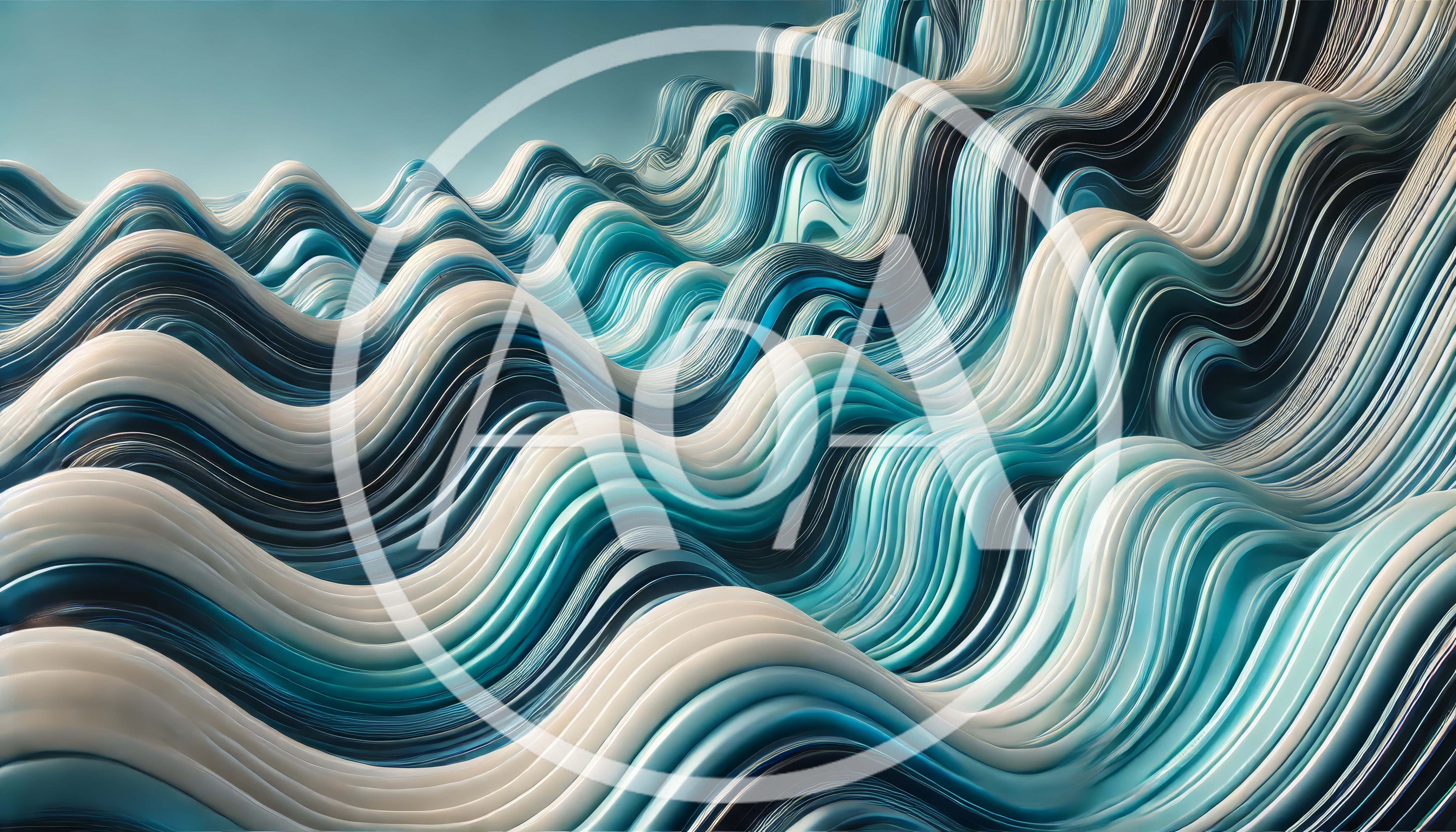 Abstract Flowing Blue And White Wavy Lines