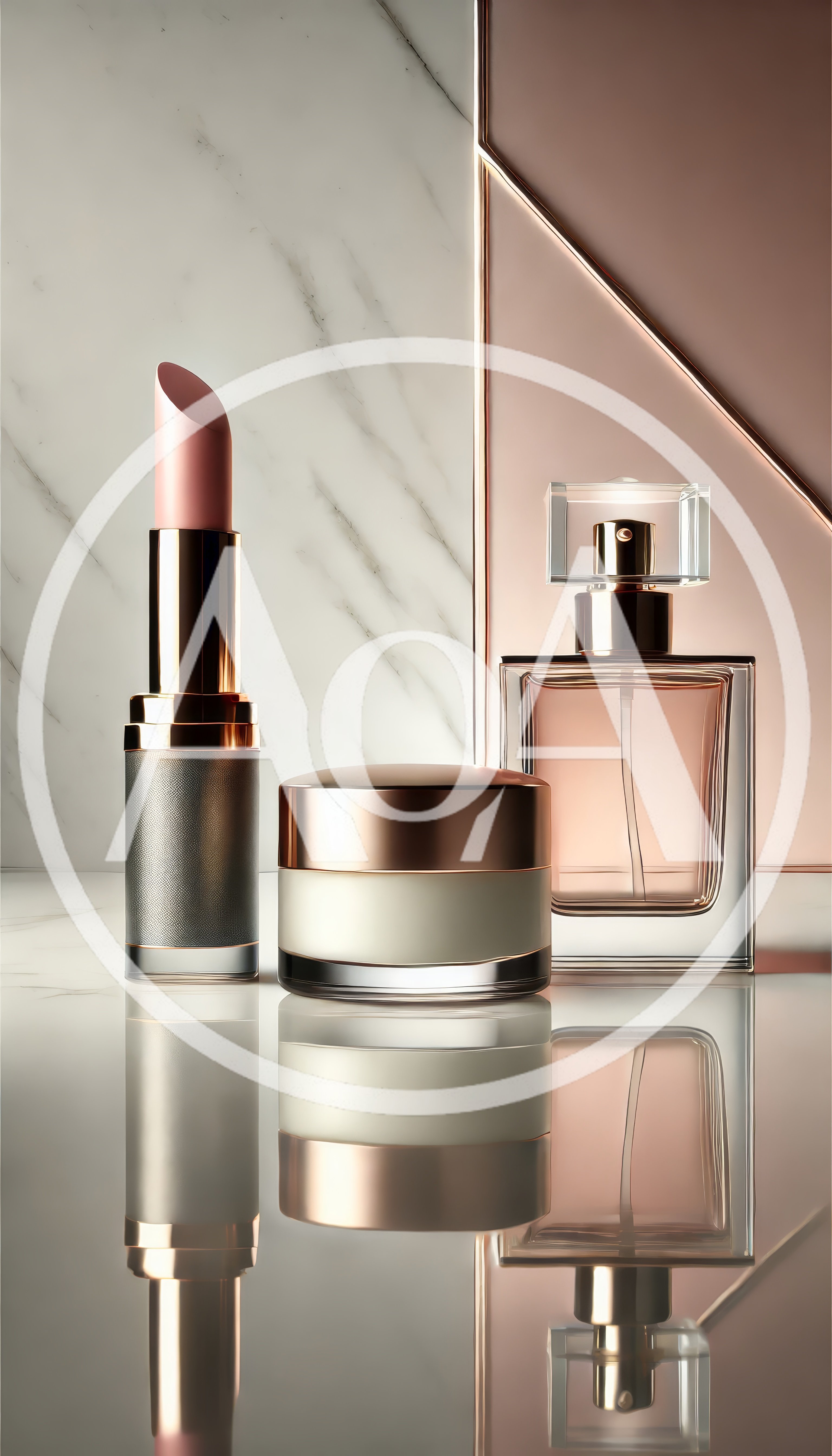 Luxury Cosmetic Products On Marble Surface