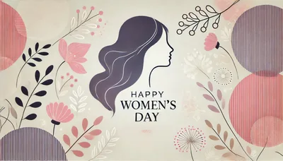 Happy Women's Day Illustration With Floral Elements