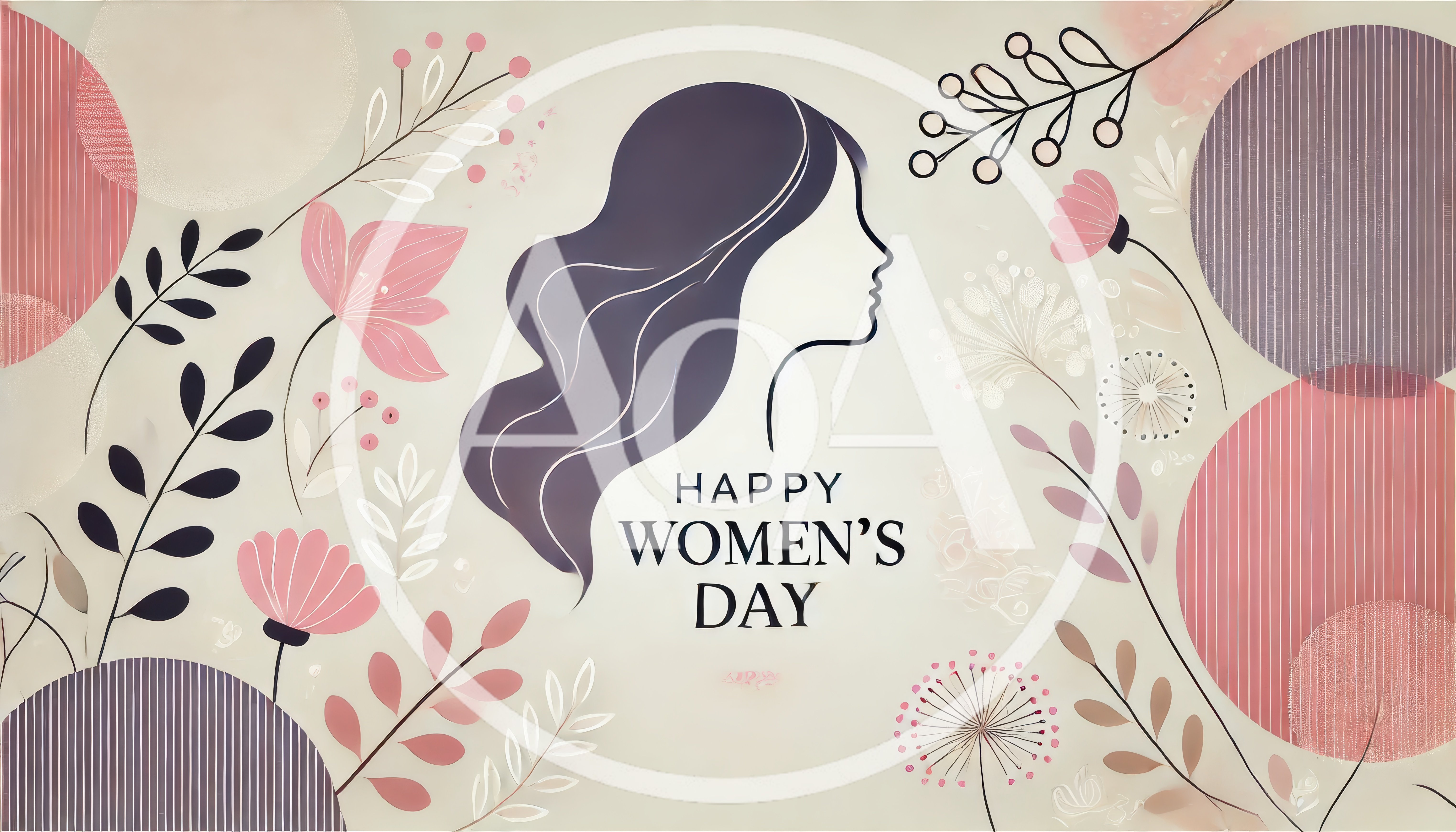 Happy Women's Day Illustration With Floral Elements