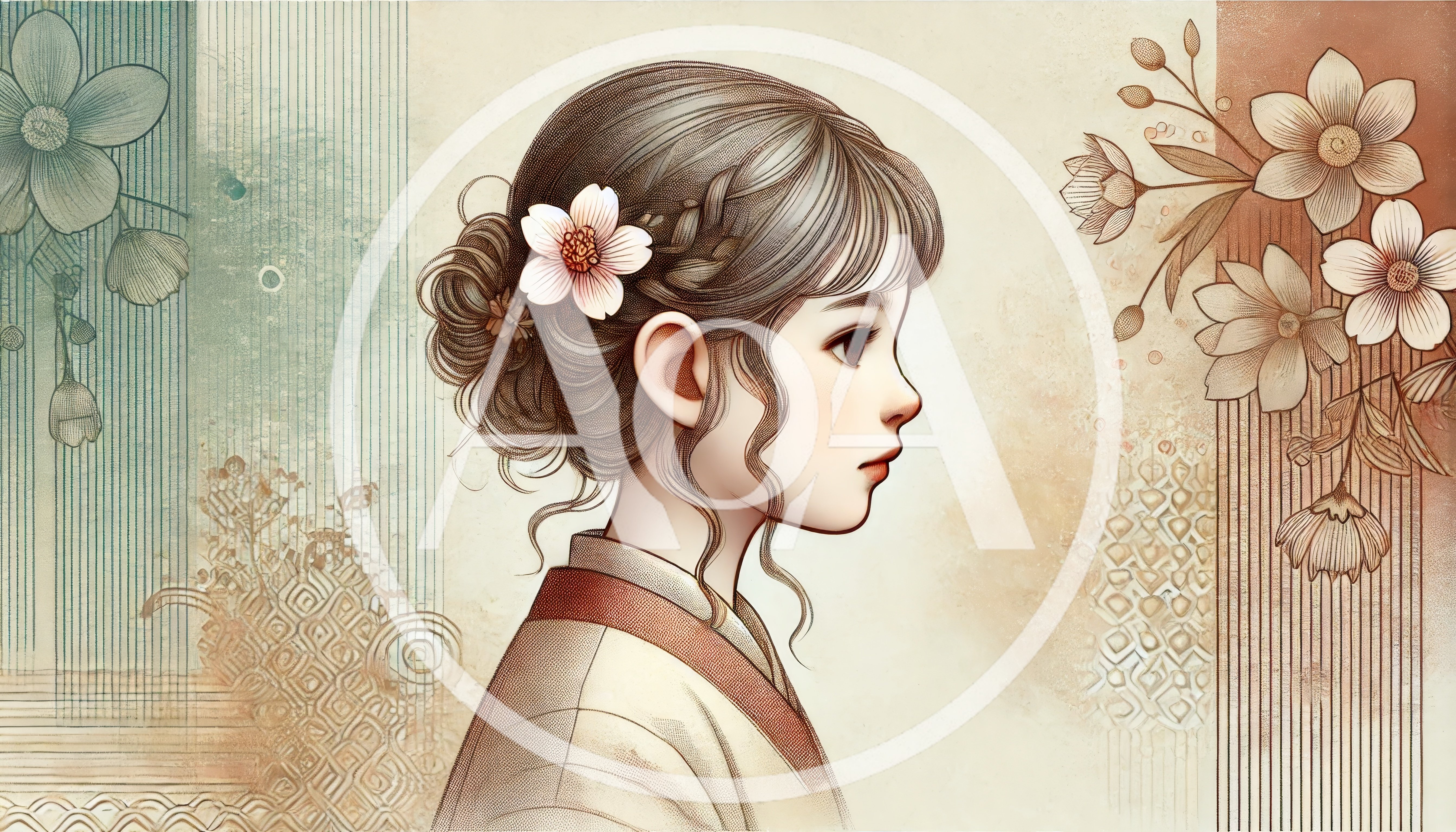 Digital Illustration Of A Young Woman In Profile