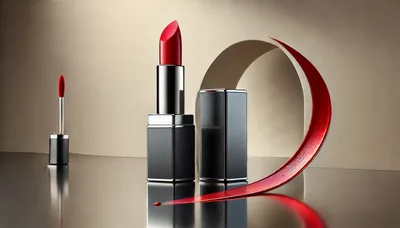 Luxury Red Lipstick Product Display With Artistic Swirl