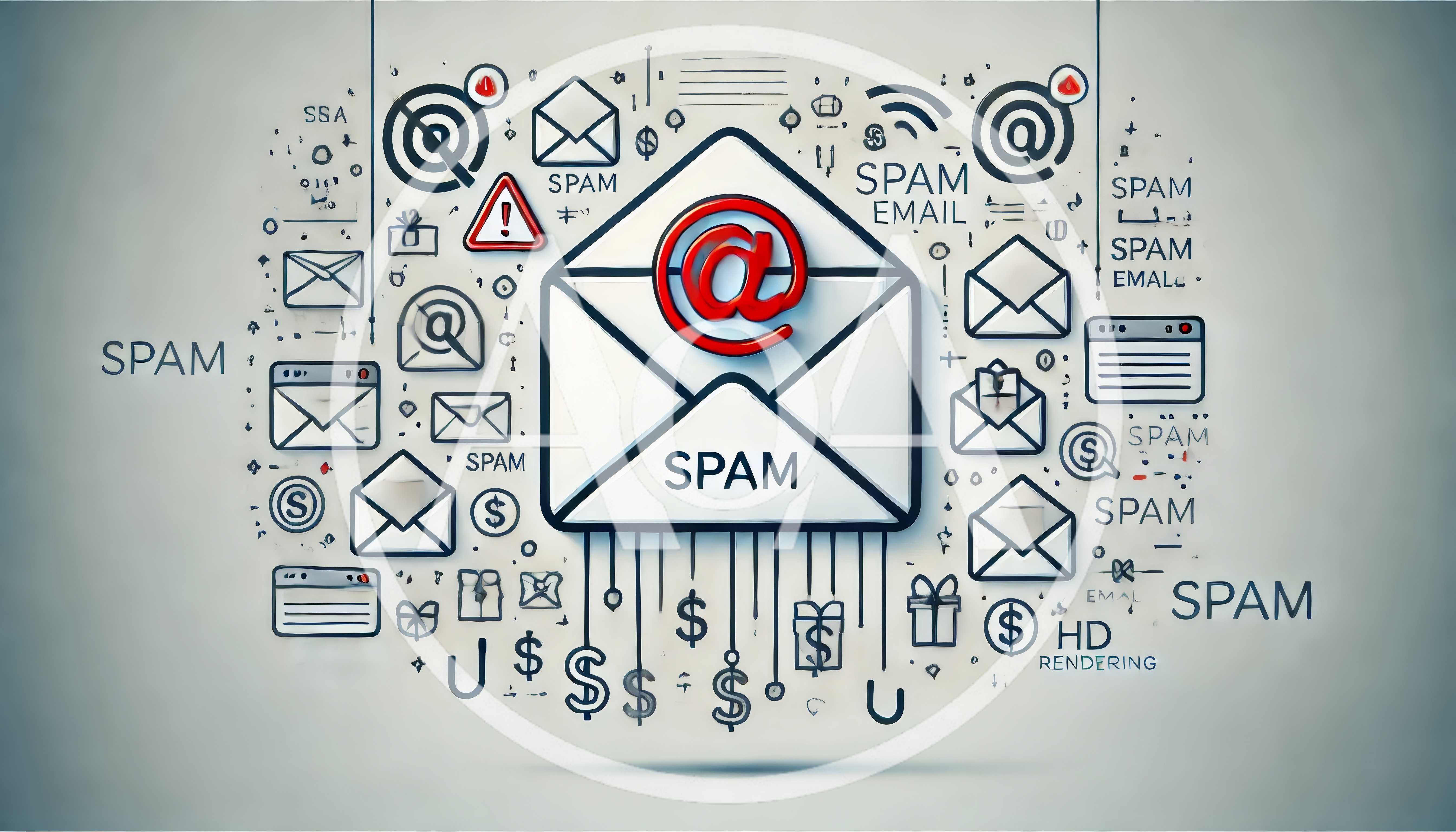 Spam Email Concept Illustration with Digital Icons