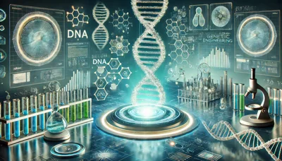 Futuristic Genetic Engineering Laboratory With Holographic DNA