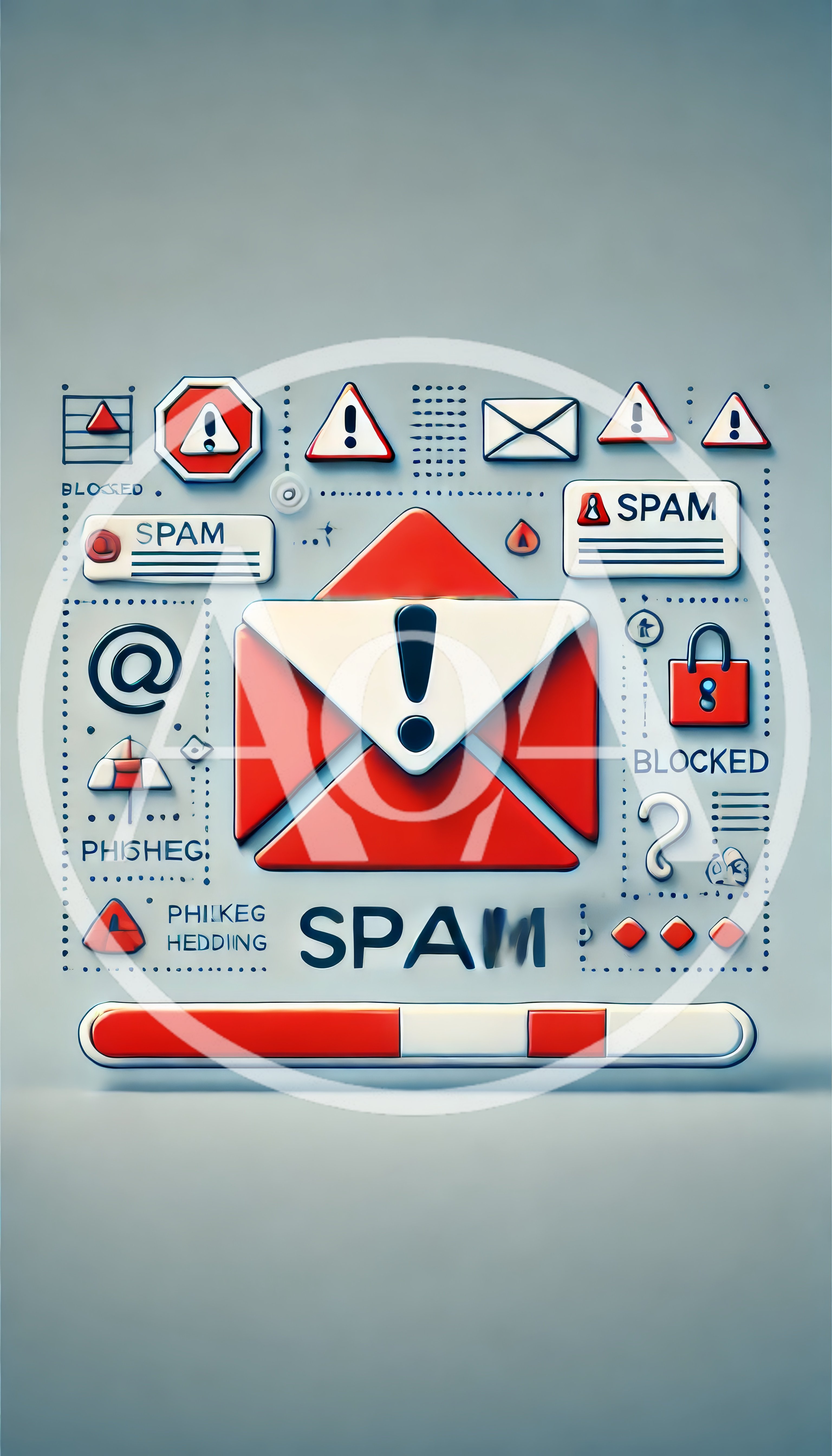 3D Illustration of Email Spam and Phishing Security
