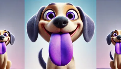 Cute Cartoon Puppy With Large Purple Tongue