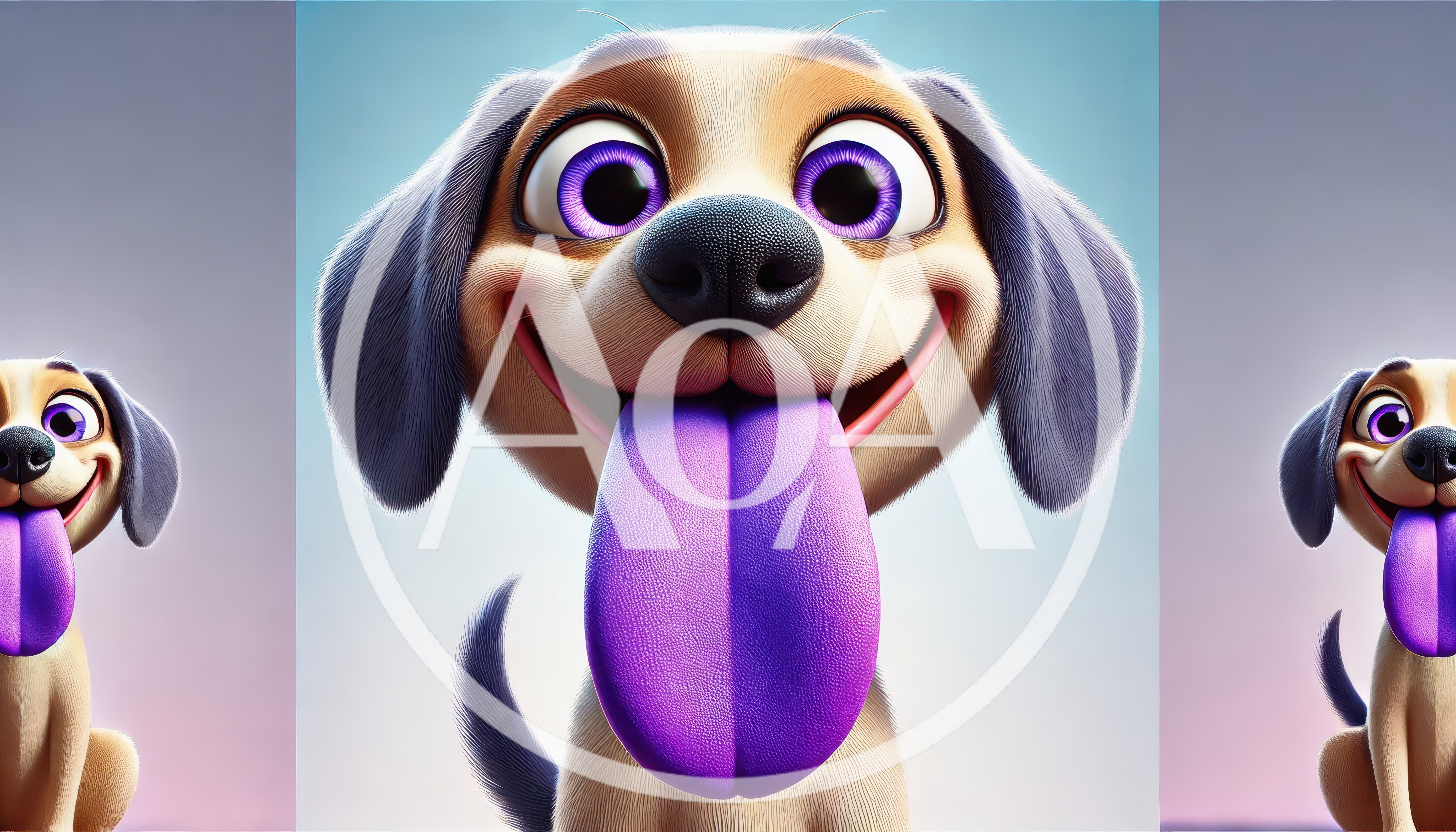 Cute Cartoon Puppy With Large Purple Tongue