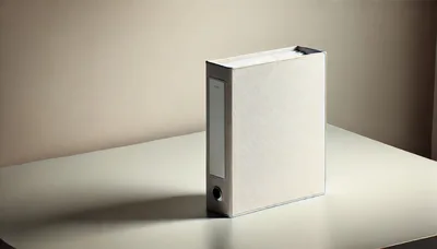 Minimalist White Ring Binder Standing On A Desk
