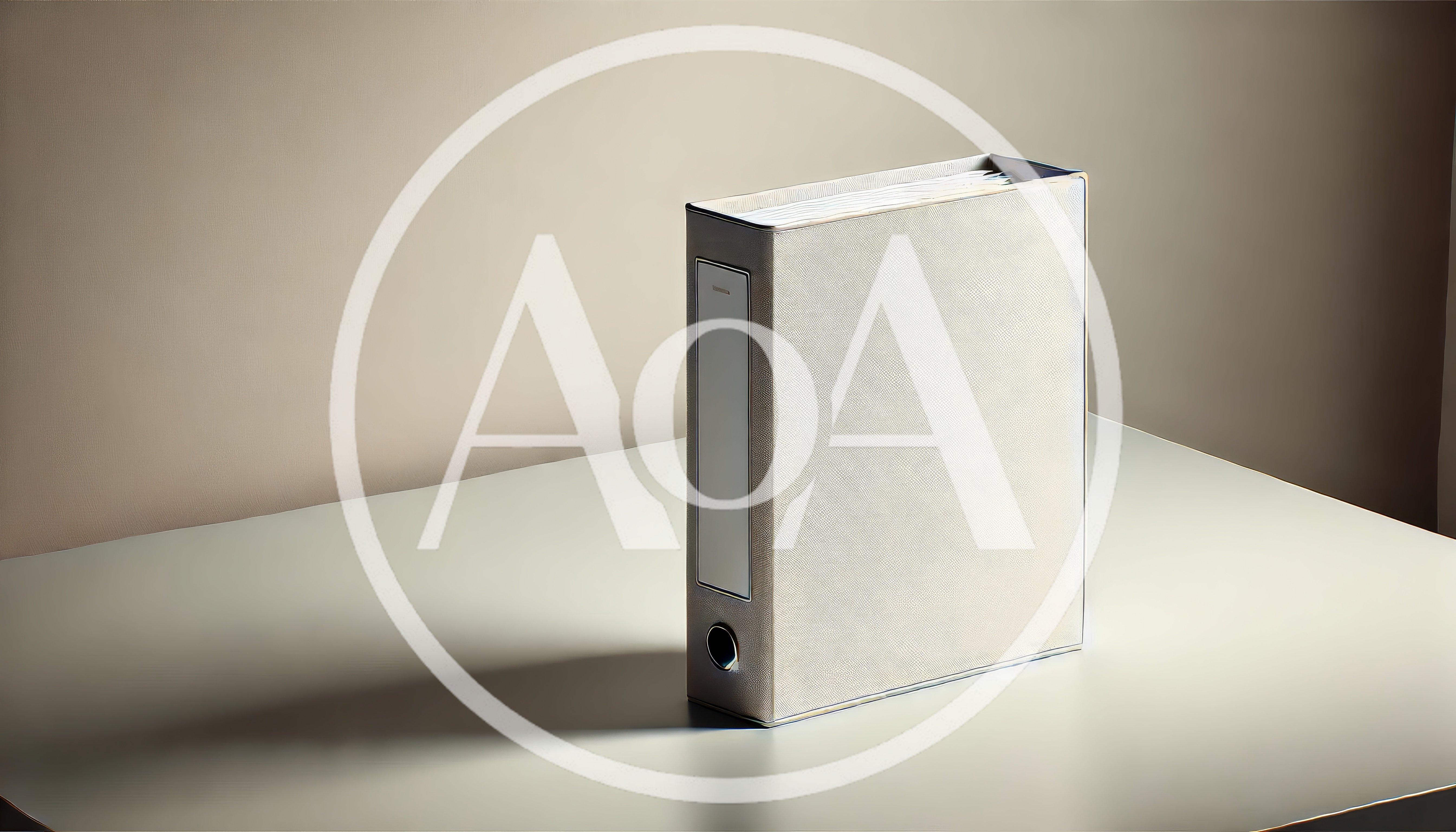 Minimalist White Ring Binder Standing On A Desk