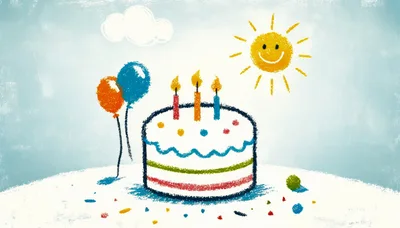Hand Drawn Birthday Cake Illustration