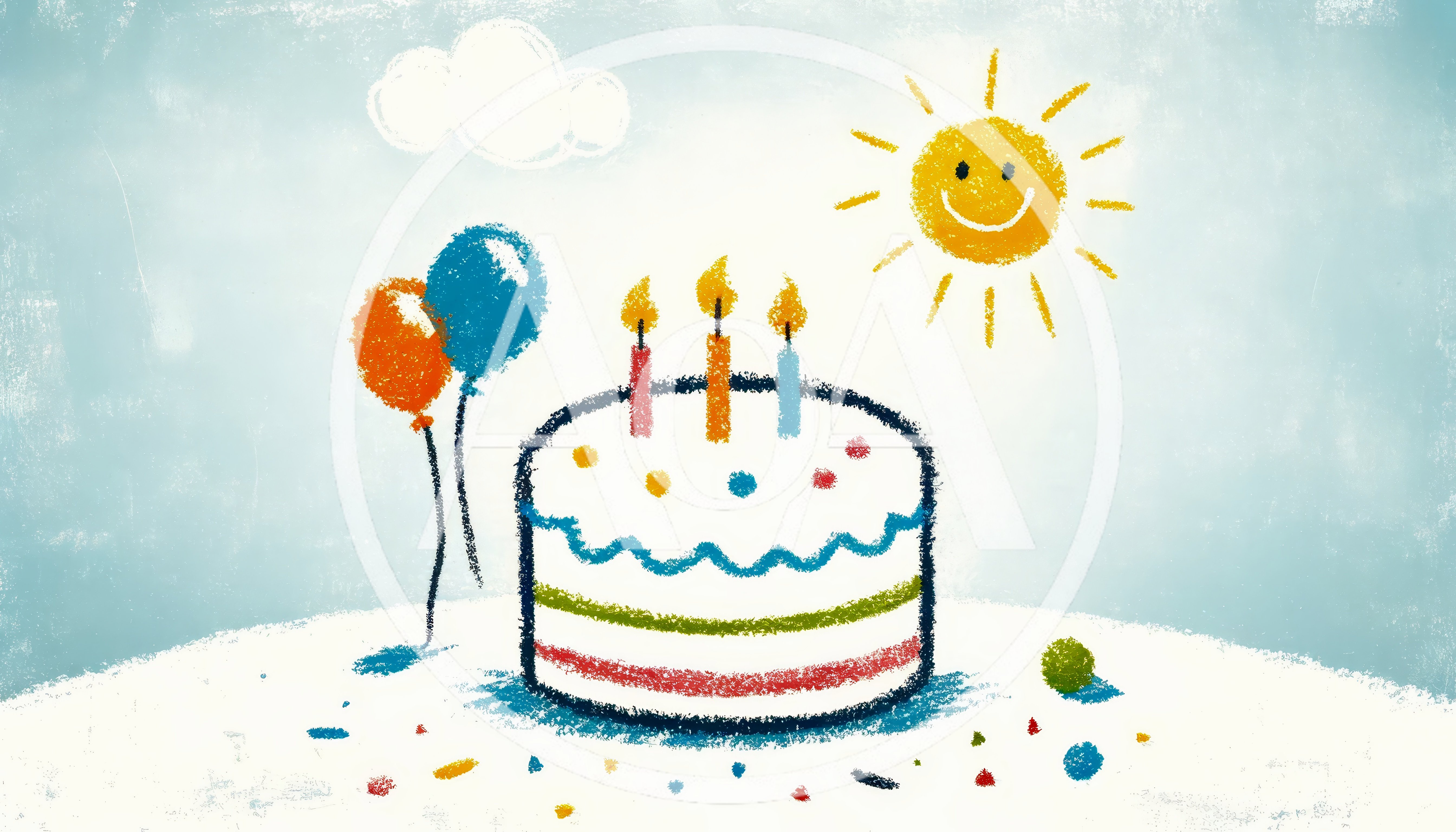 Hand Drawn Birthday Cake Illustration