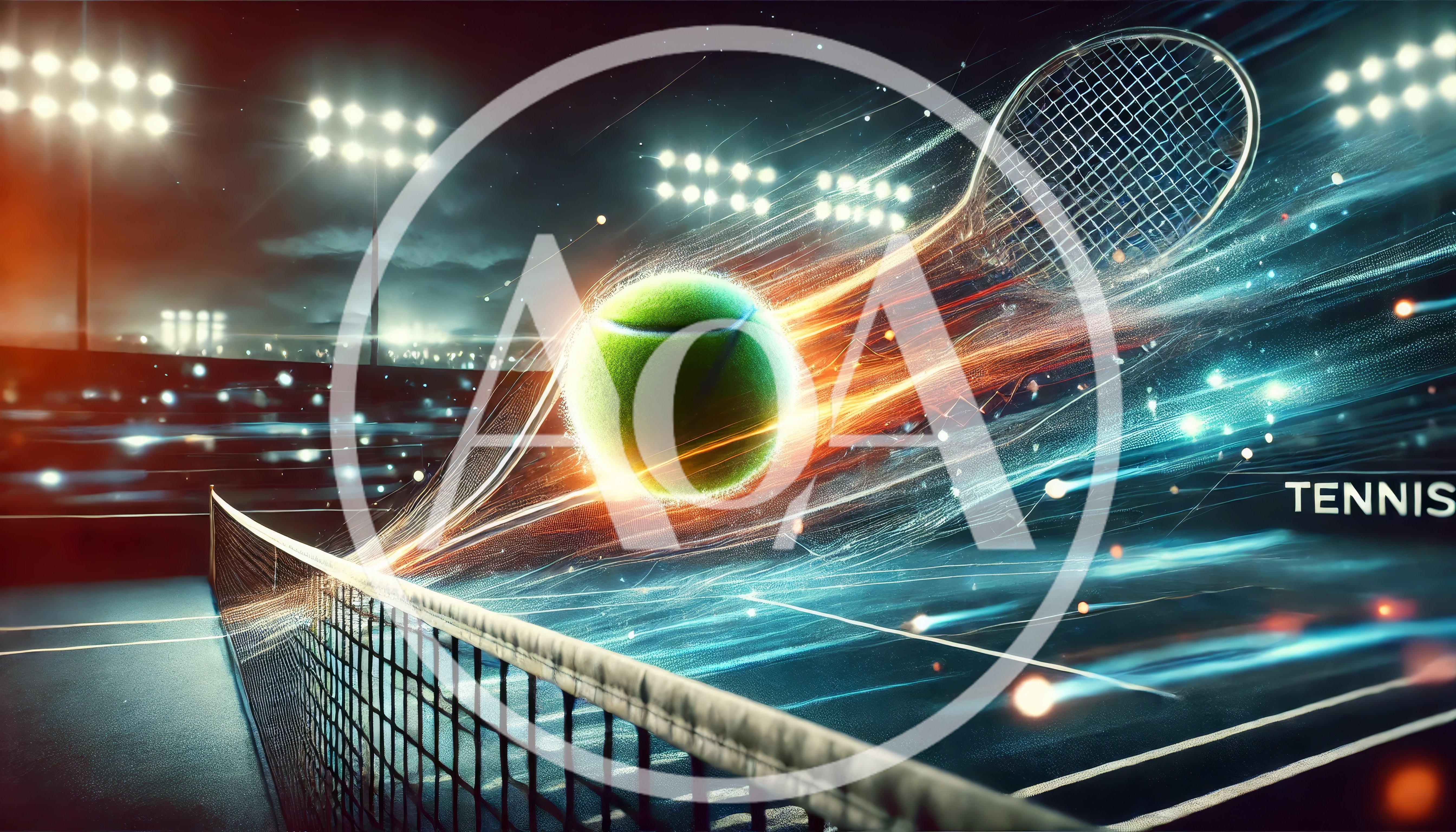 Dynamic Tennis Ball Hitting Racket On Court