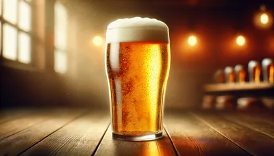 Glass Of Golden Beer On A Wooden Table