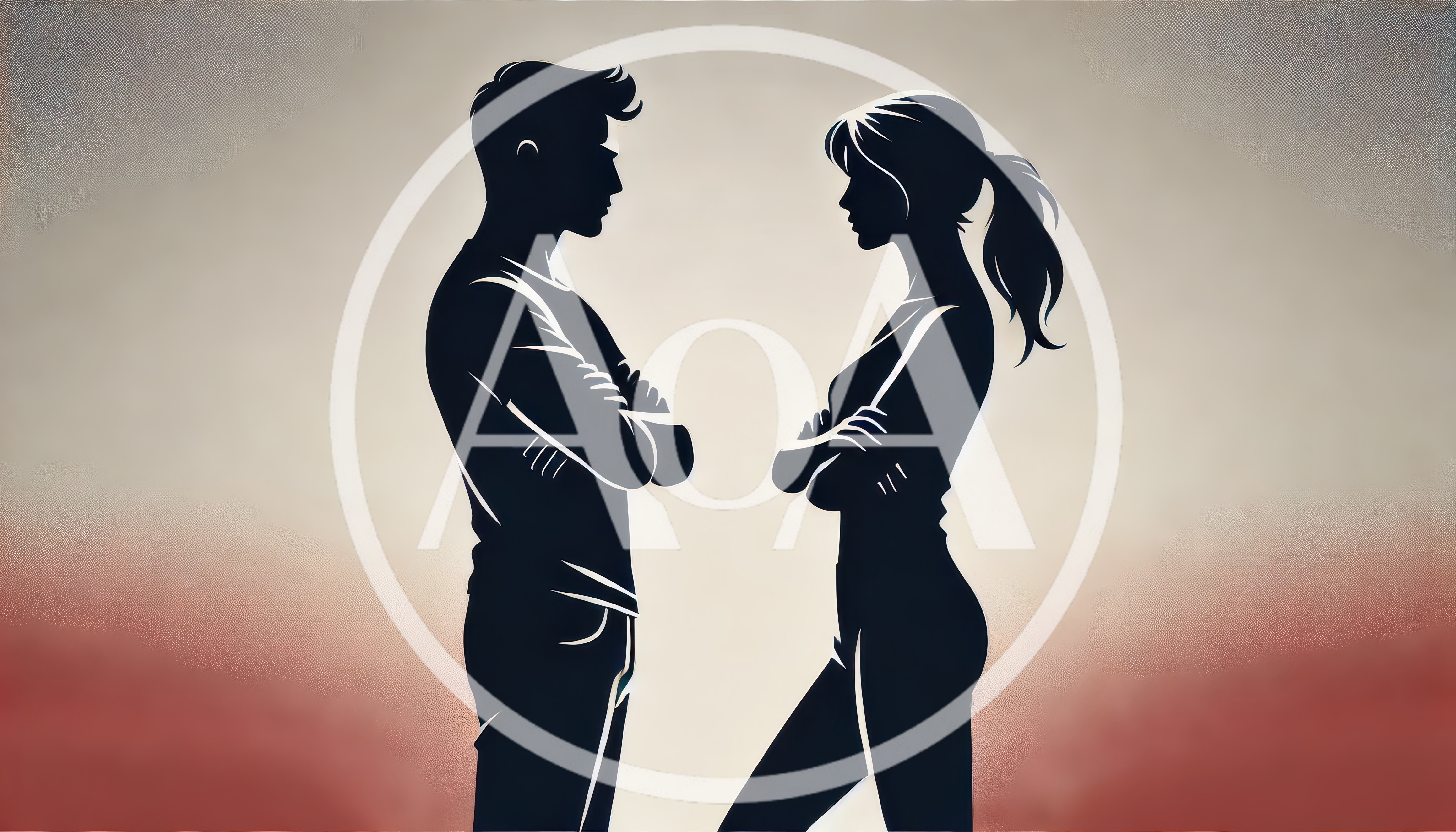 Silhouette Of A Man And Woman Facing Each Other