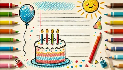 Birthday Themed Drawing With Colored Pencils