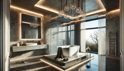 Luxury Modern Bathroom With Freestanding Bathtub