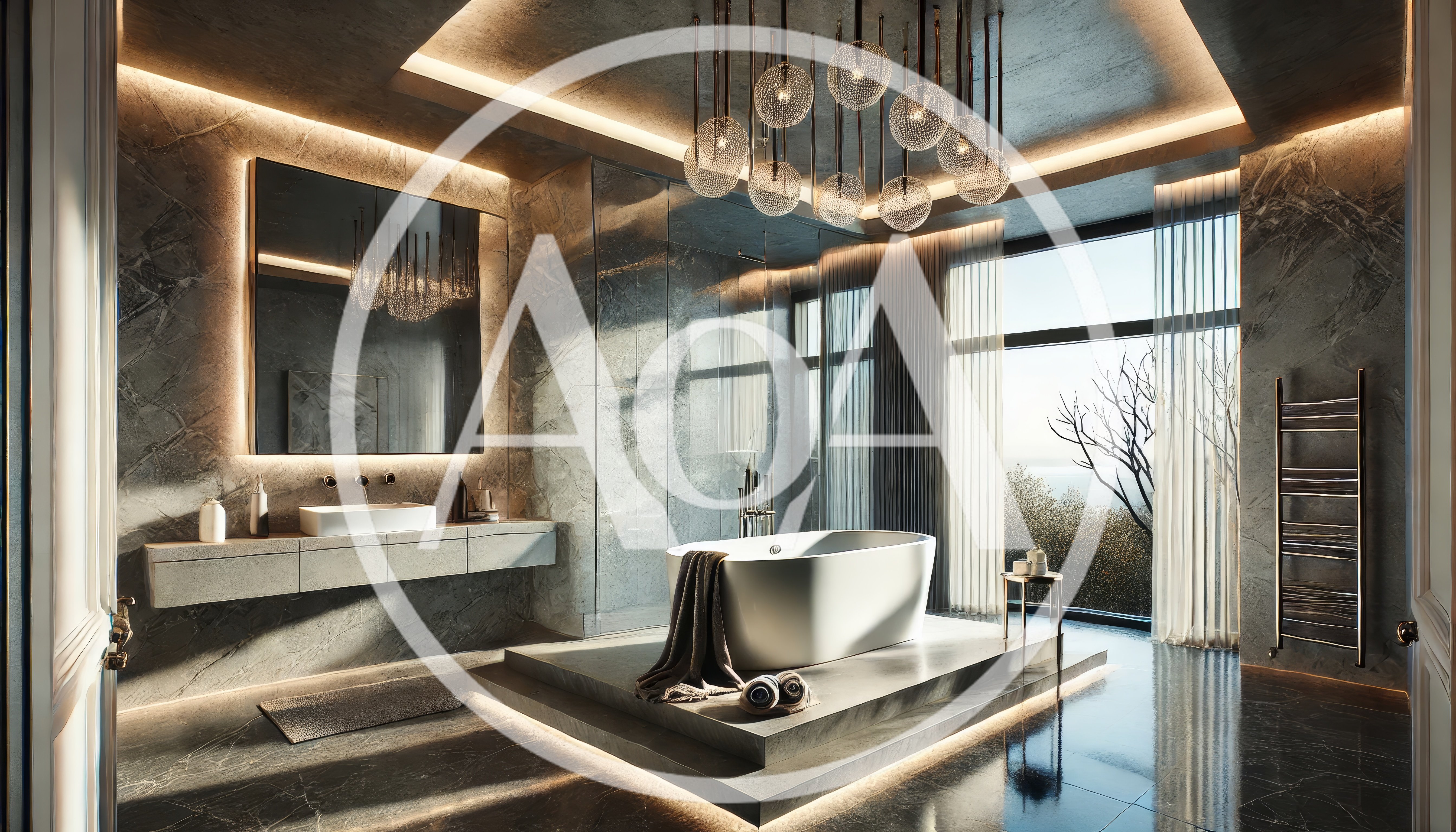 Luxury Modern Bathroom With Freestanding Bathtub