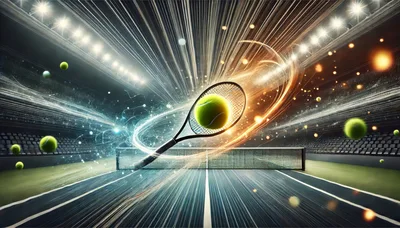 Dynamic Tennis Racket Striking Ball on Court