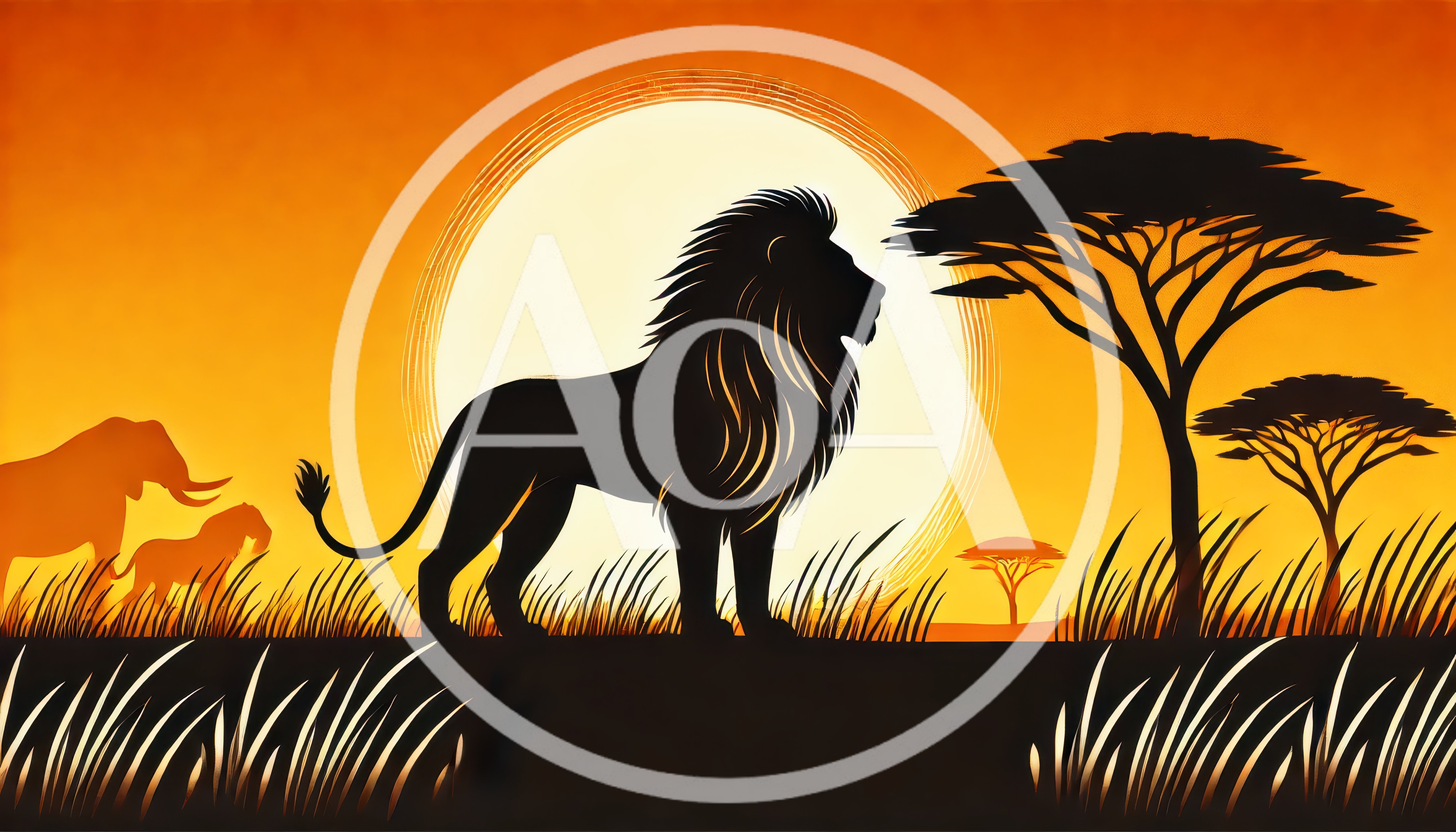 Silhouette Of A Majestic Lion In The African Savanna