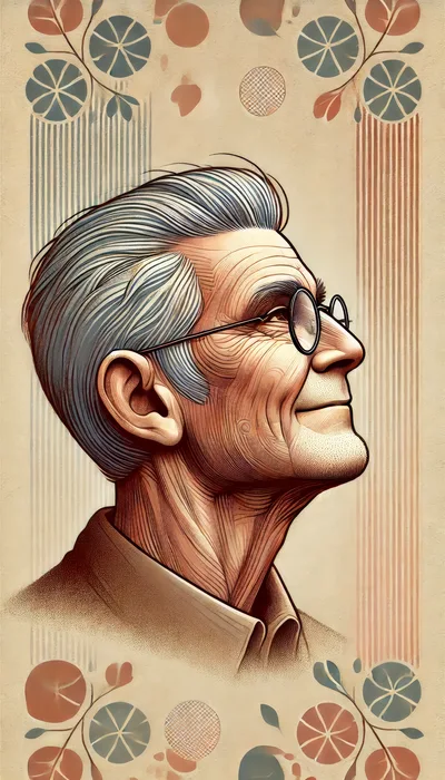 Profile Portrait Of An Elderly Man With Glasses
