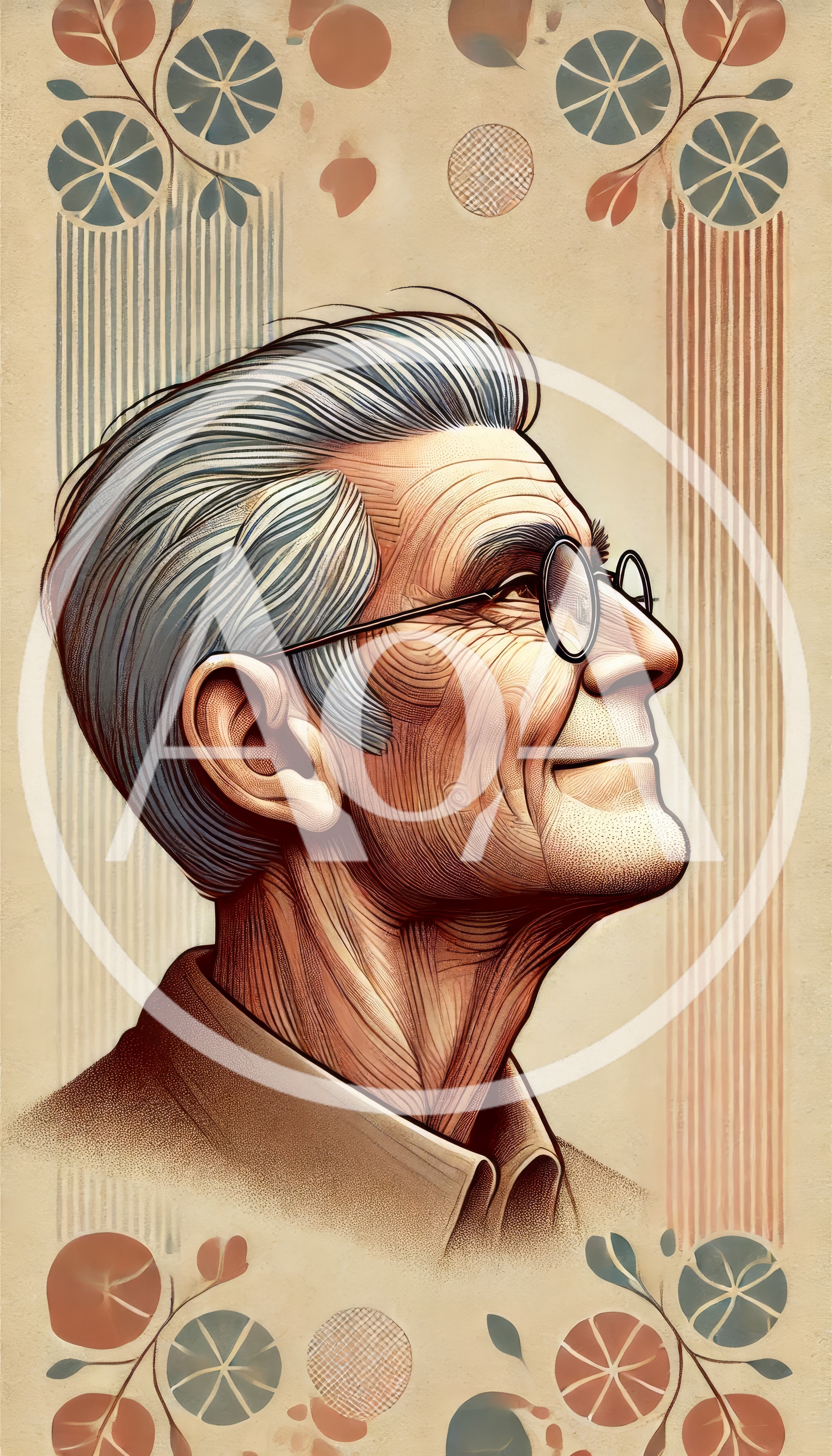 Profile Portrait Of An Elderly Man With Glasses