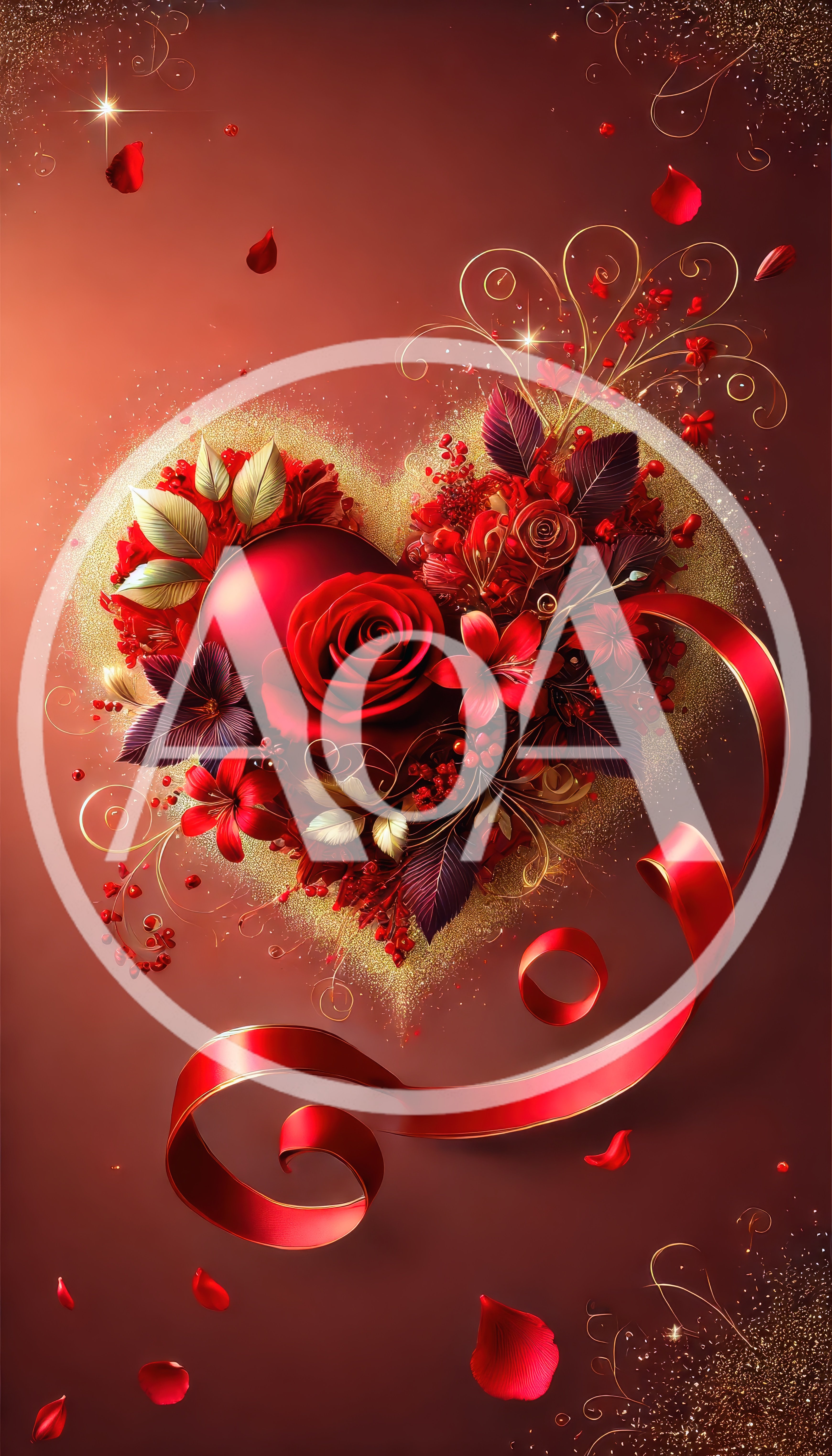 Heart Shaped Floral Arrangement With Red Roses And Ribbon