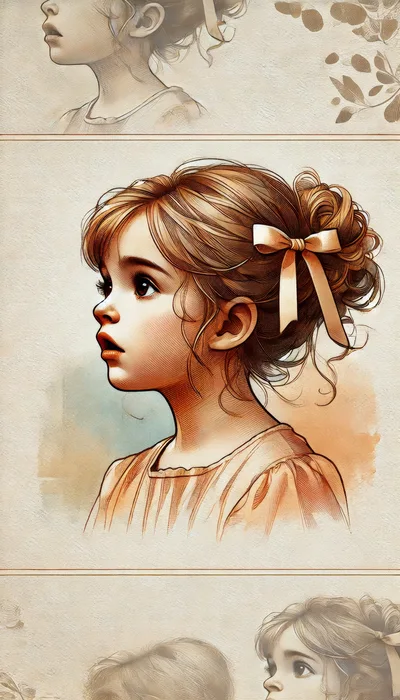 Vintage Style Illustration Of A Young Girl