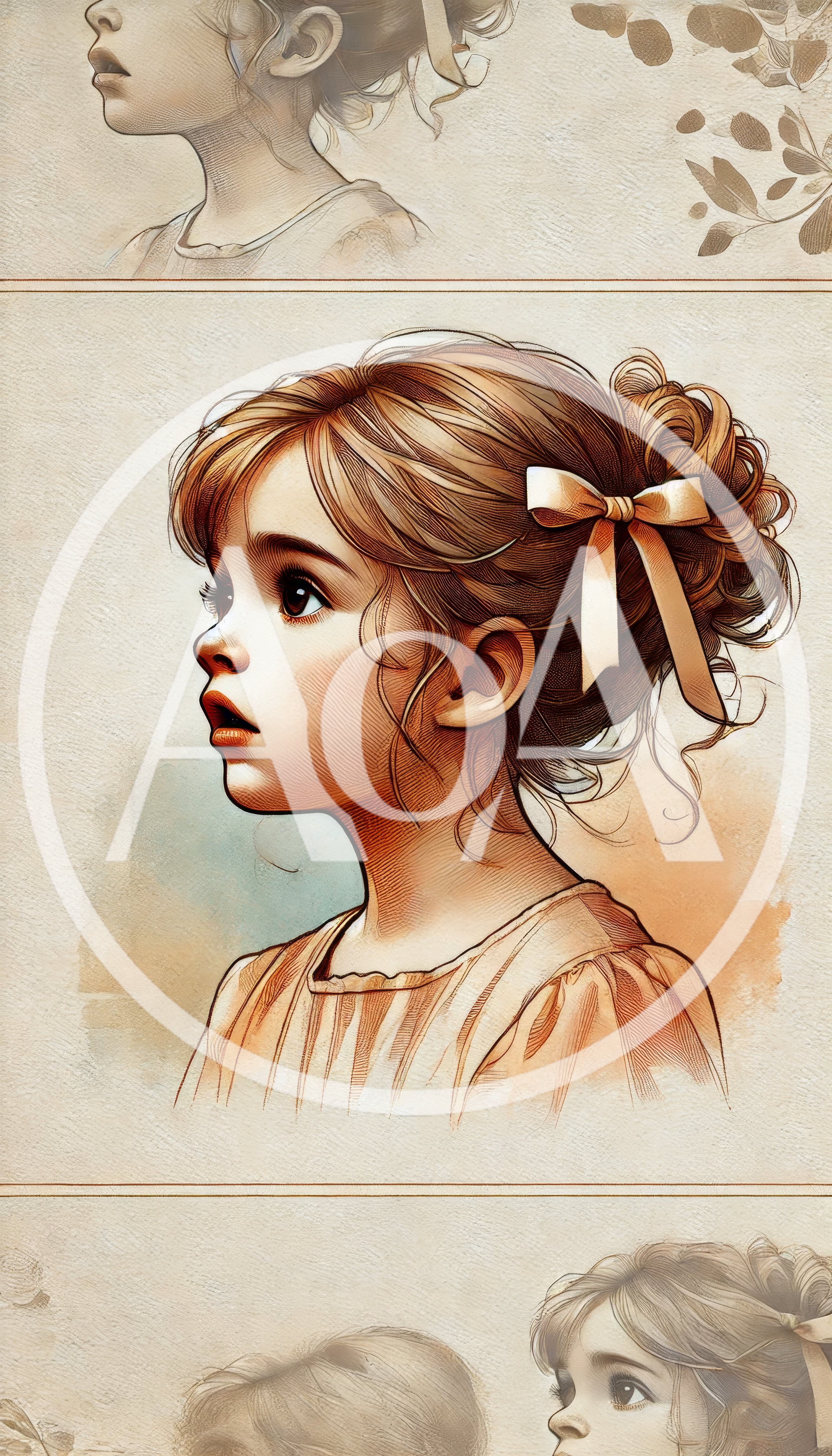 Vintage Style Illustration Of A Young Girl