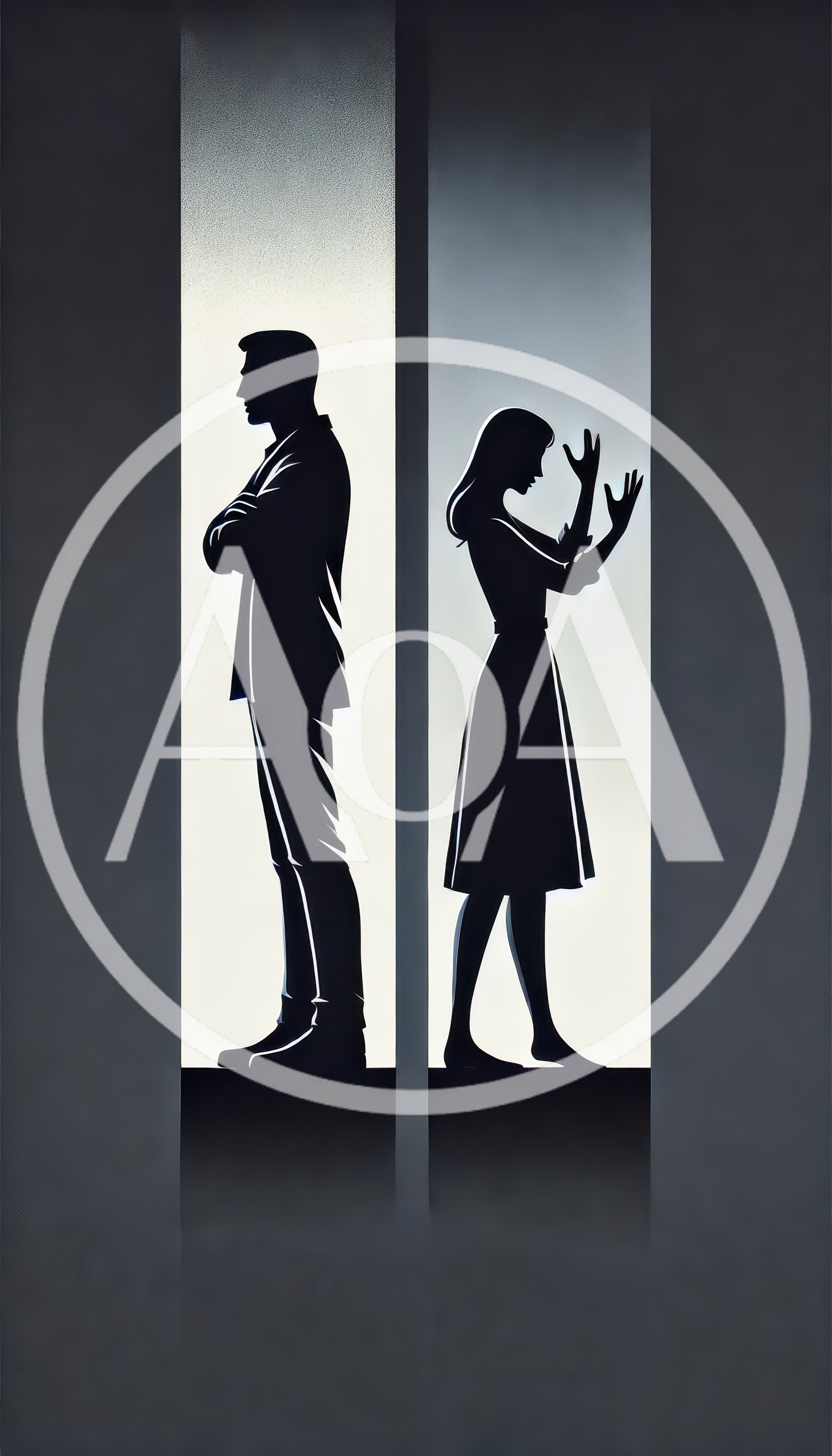 Silhouettes Of A Man And Woman In Conflict