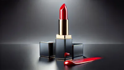 Luxury Red Lipstick With Smear On Dark Background