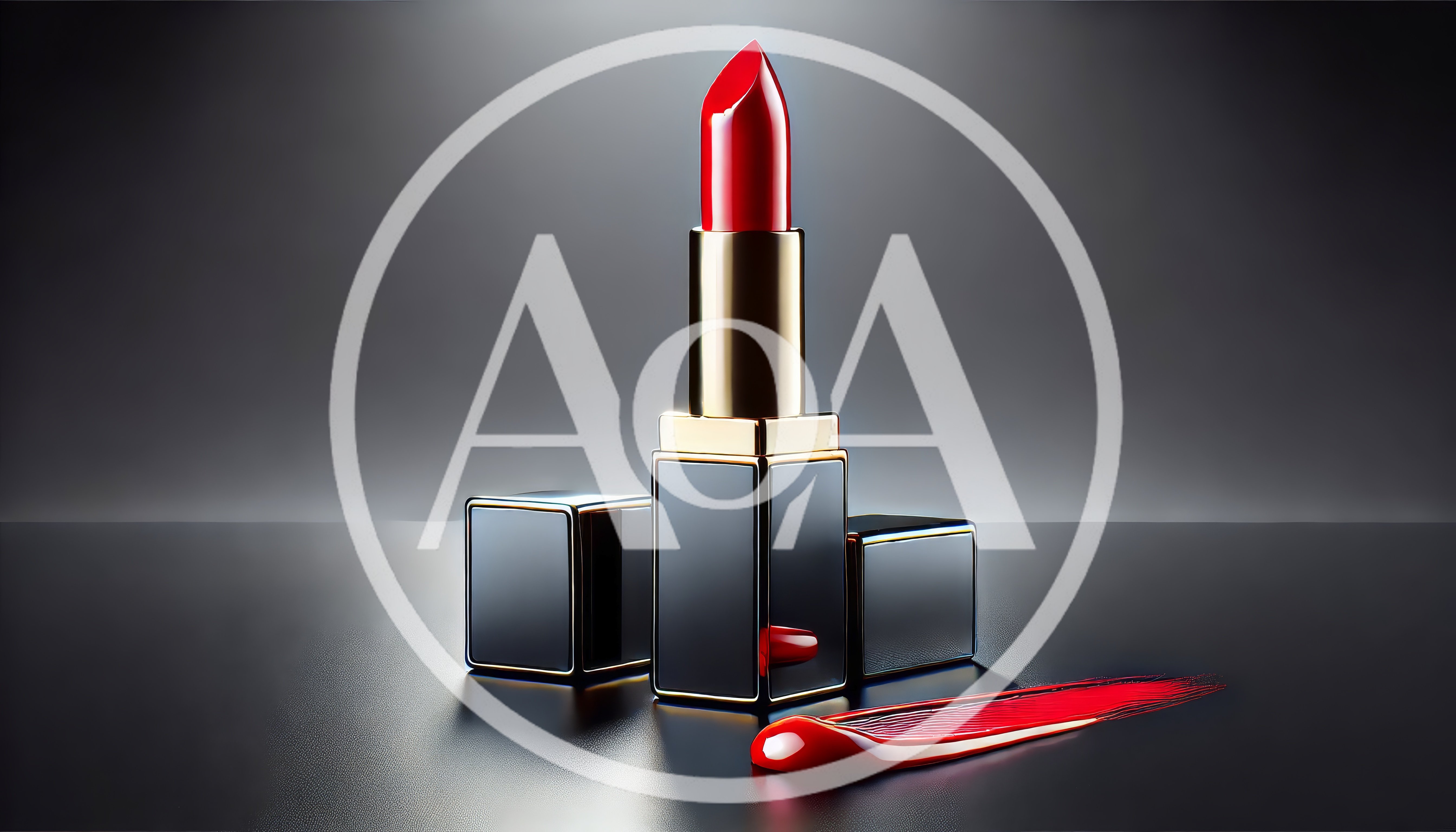 Luxury Red Lipstick With Smear On Dark Background