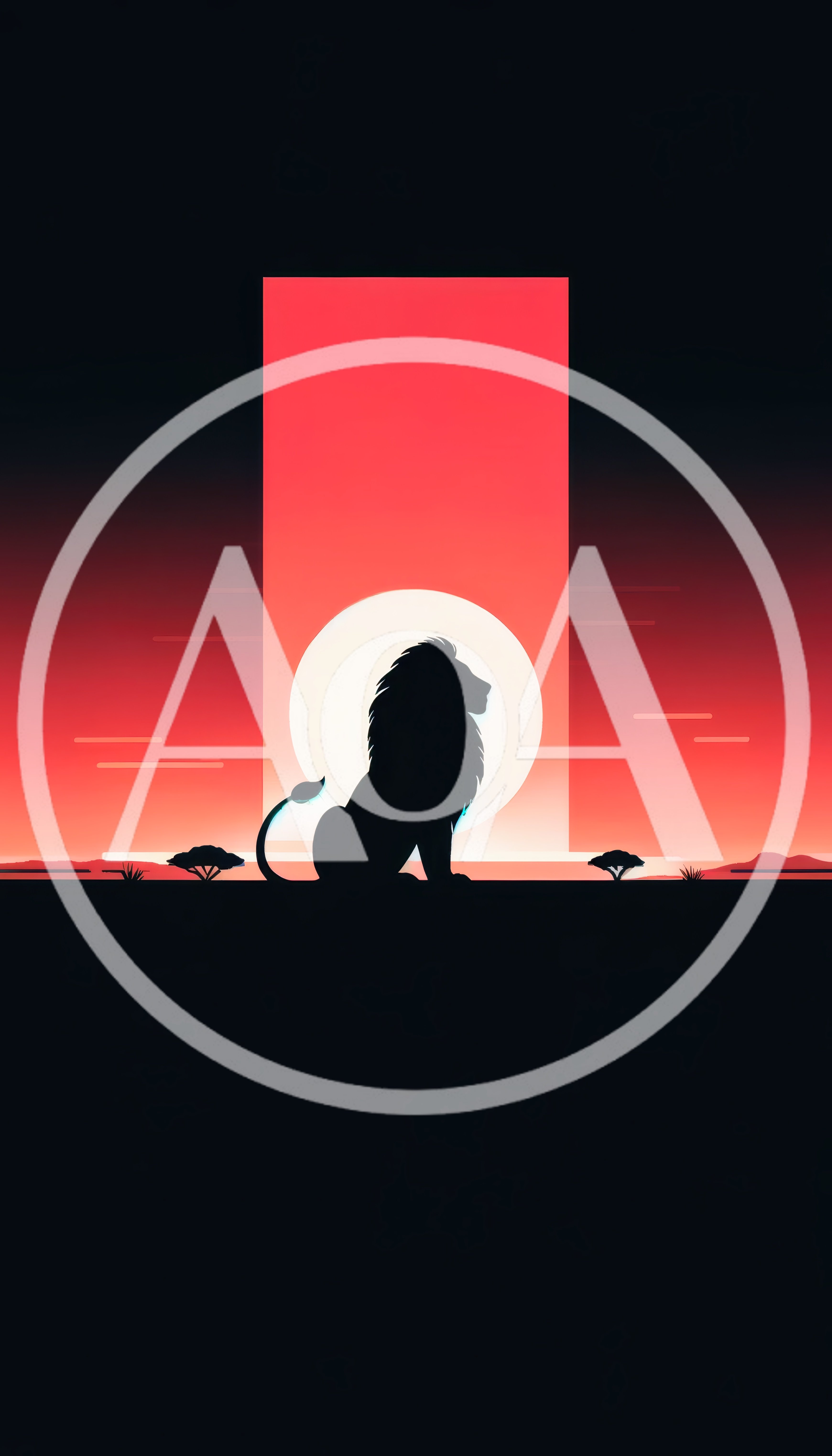 Minimalist Silhouette Of A Lion At Sunset
