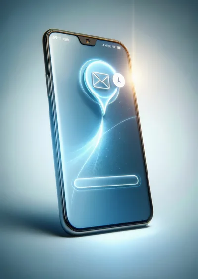 Digital Smartphone Display With Glowing Email Notification Icon