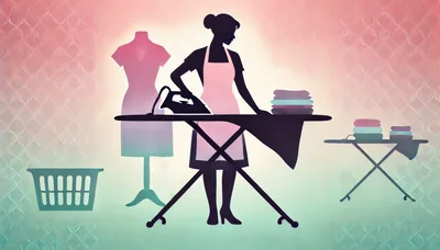 Silhouette Of A Woman Ironing Clothes