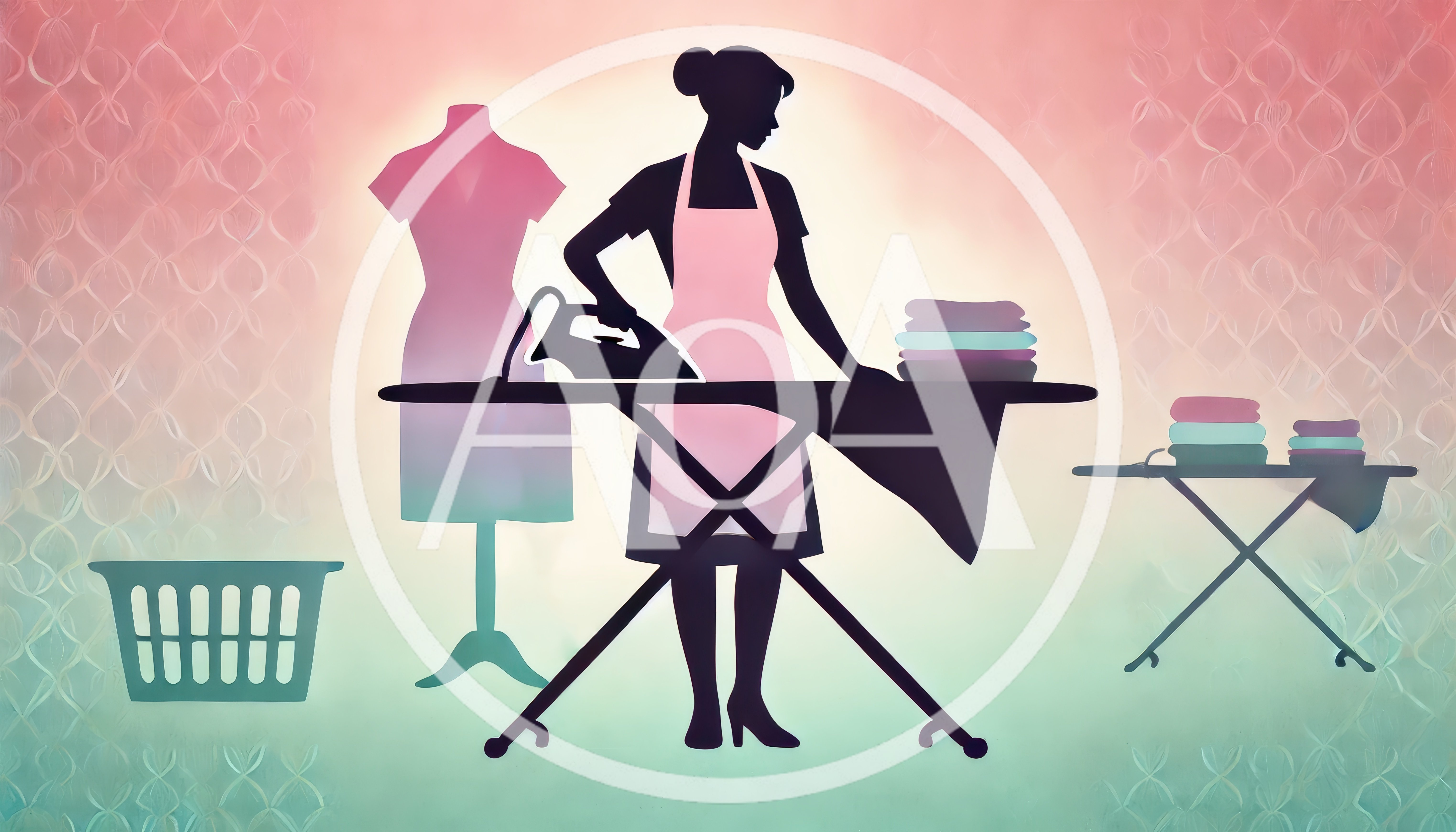 Silhouette Of A Woman Ironing Clothes