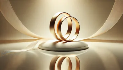 Two Golden Wedding Rings on a Pedestal