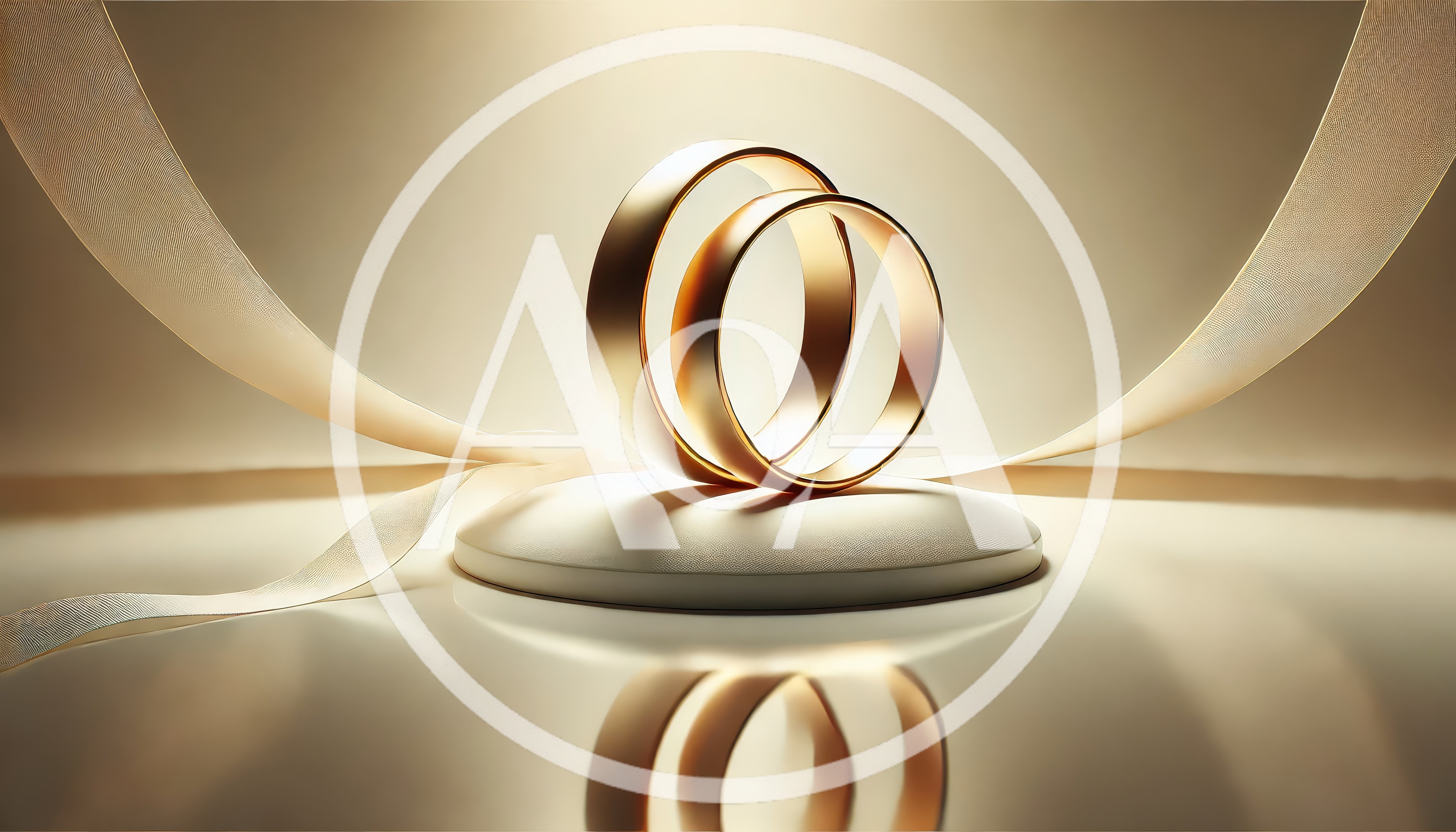 Two Golden Wedding Rings on a Pedestal