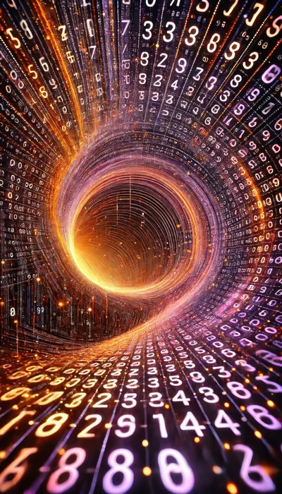 Digital Data Tunnel With Glowing Numbers