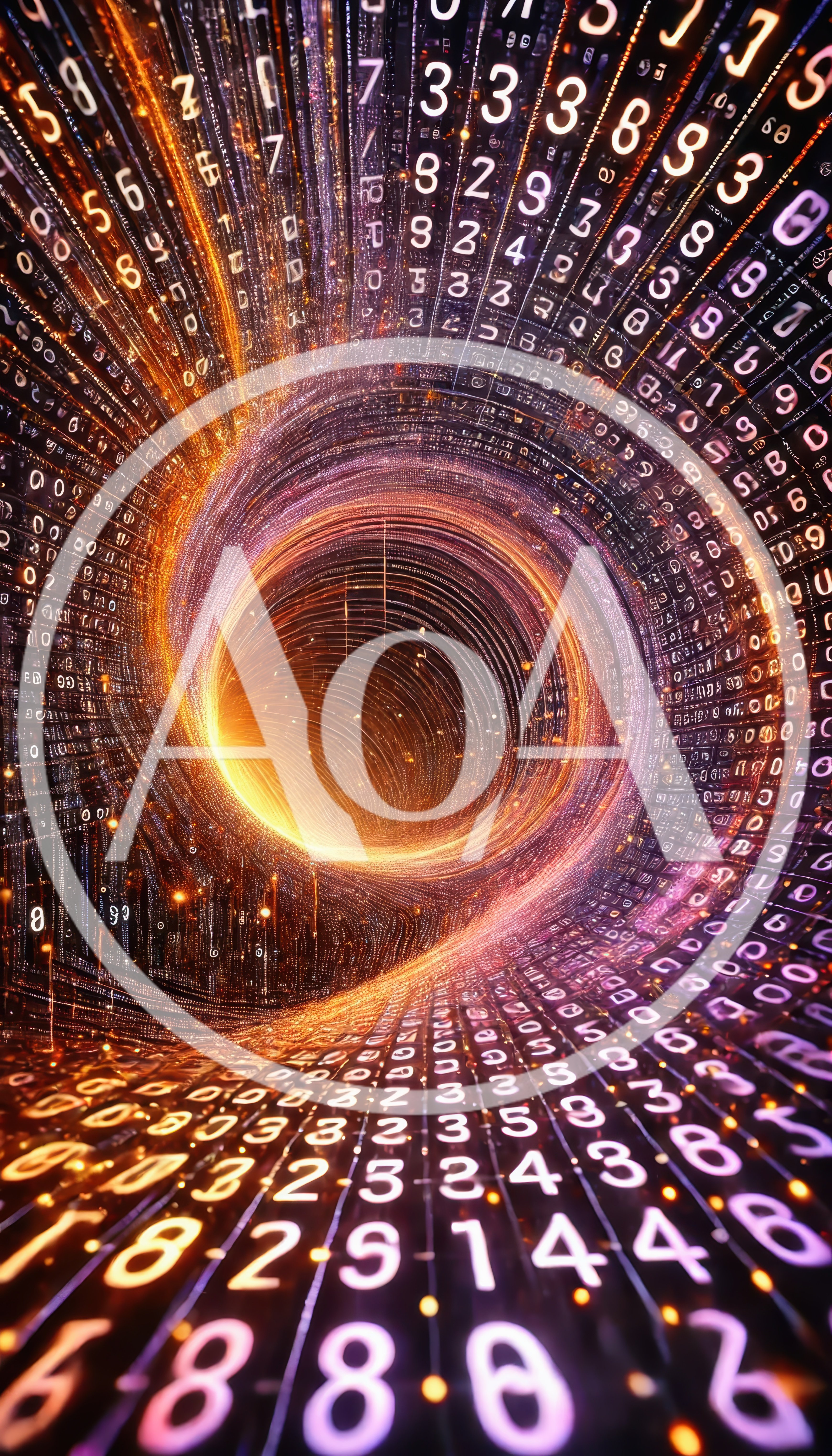 Digital Data Tunnel With Glowing Numbers