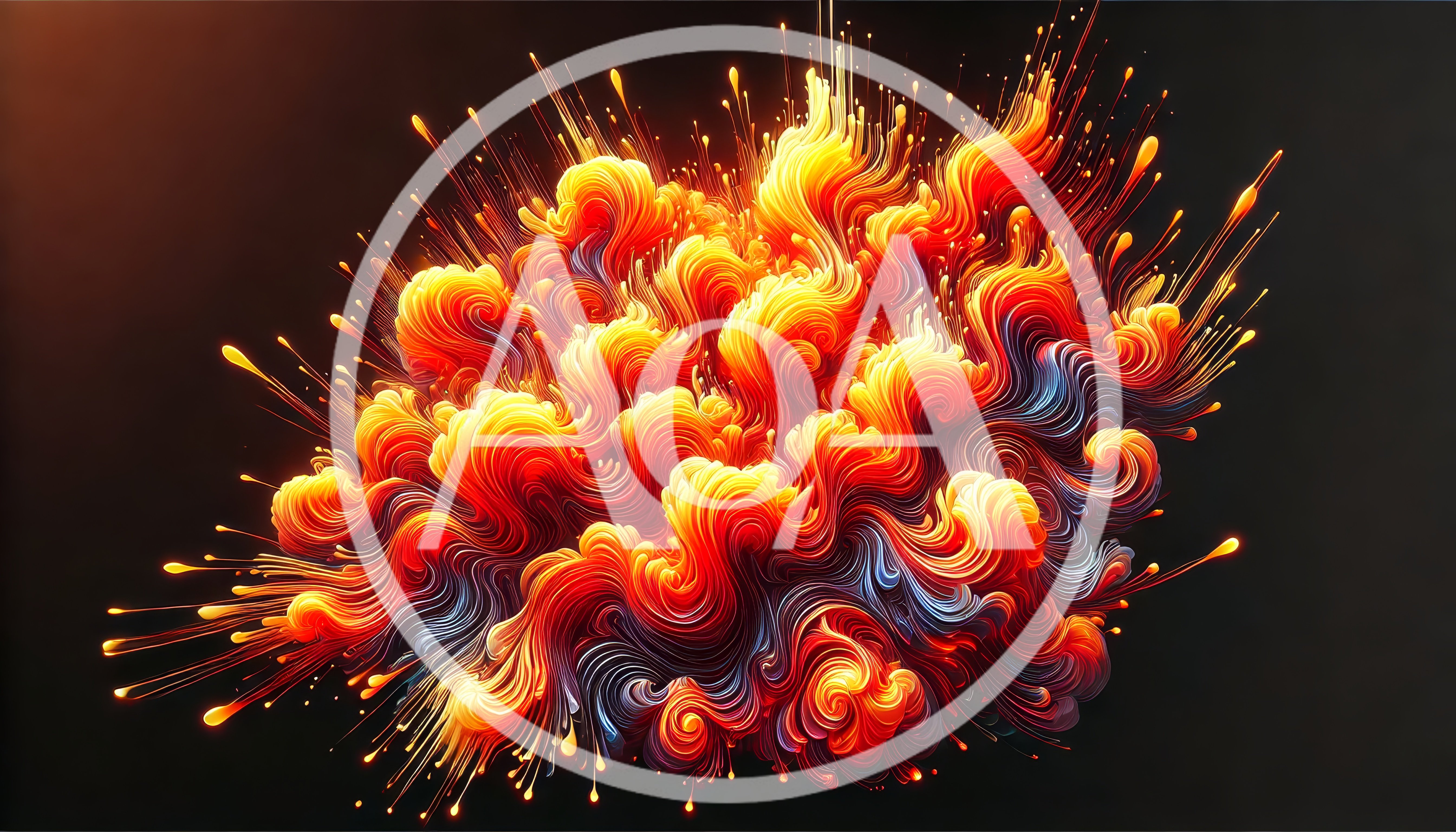 Abstract Swirling Fire Explosion With Particle Trails