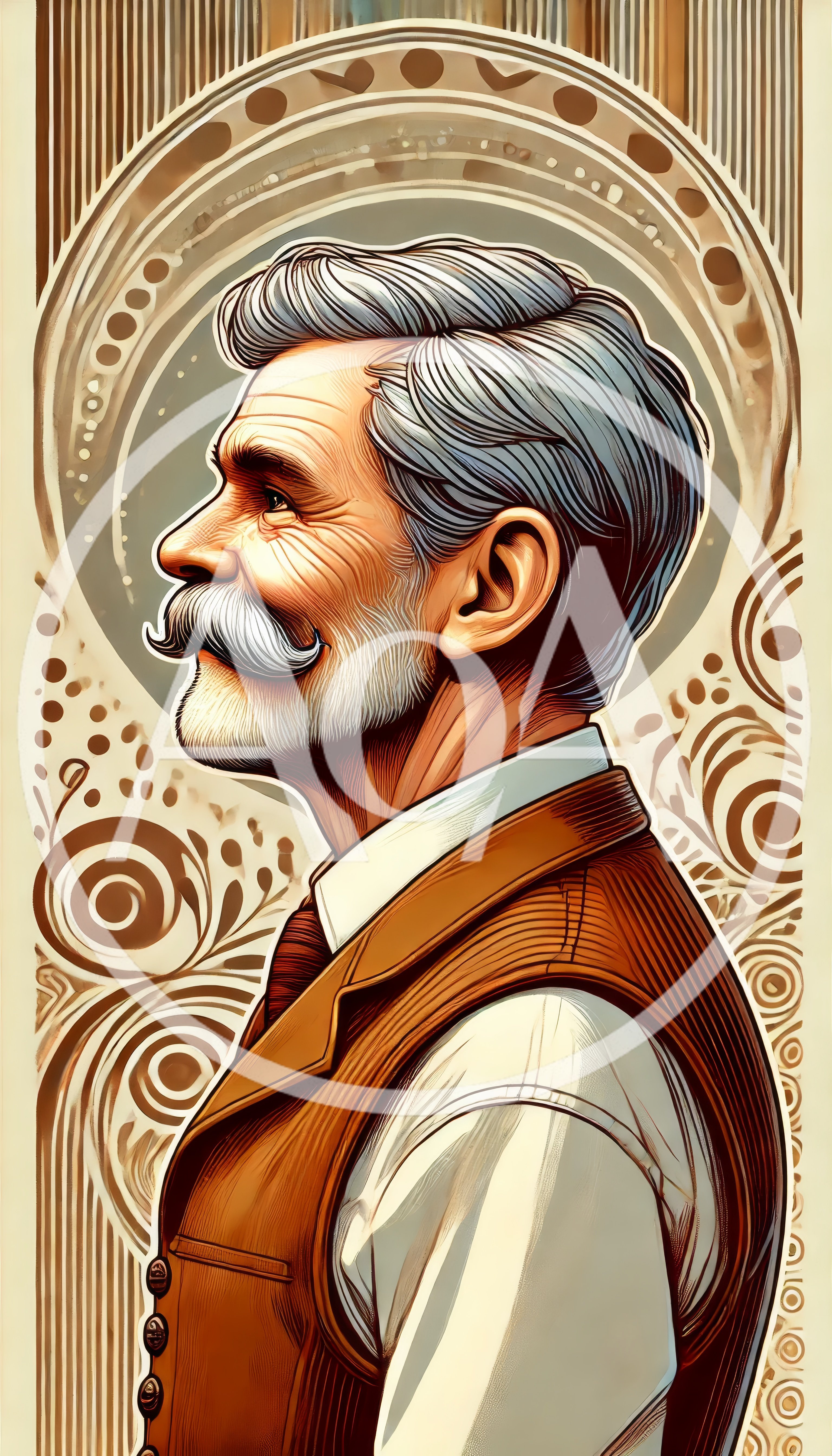 Art Nouveau Portrait Of A Distinguished Elderly Gentleman