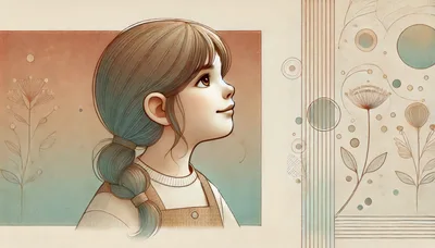 Illustration Of A Young Girl Looking Upward