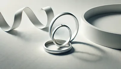 Minimalist Silver Wedding Rings With Decorative Ribbon