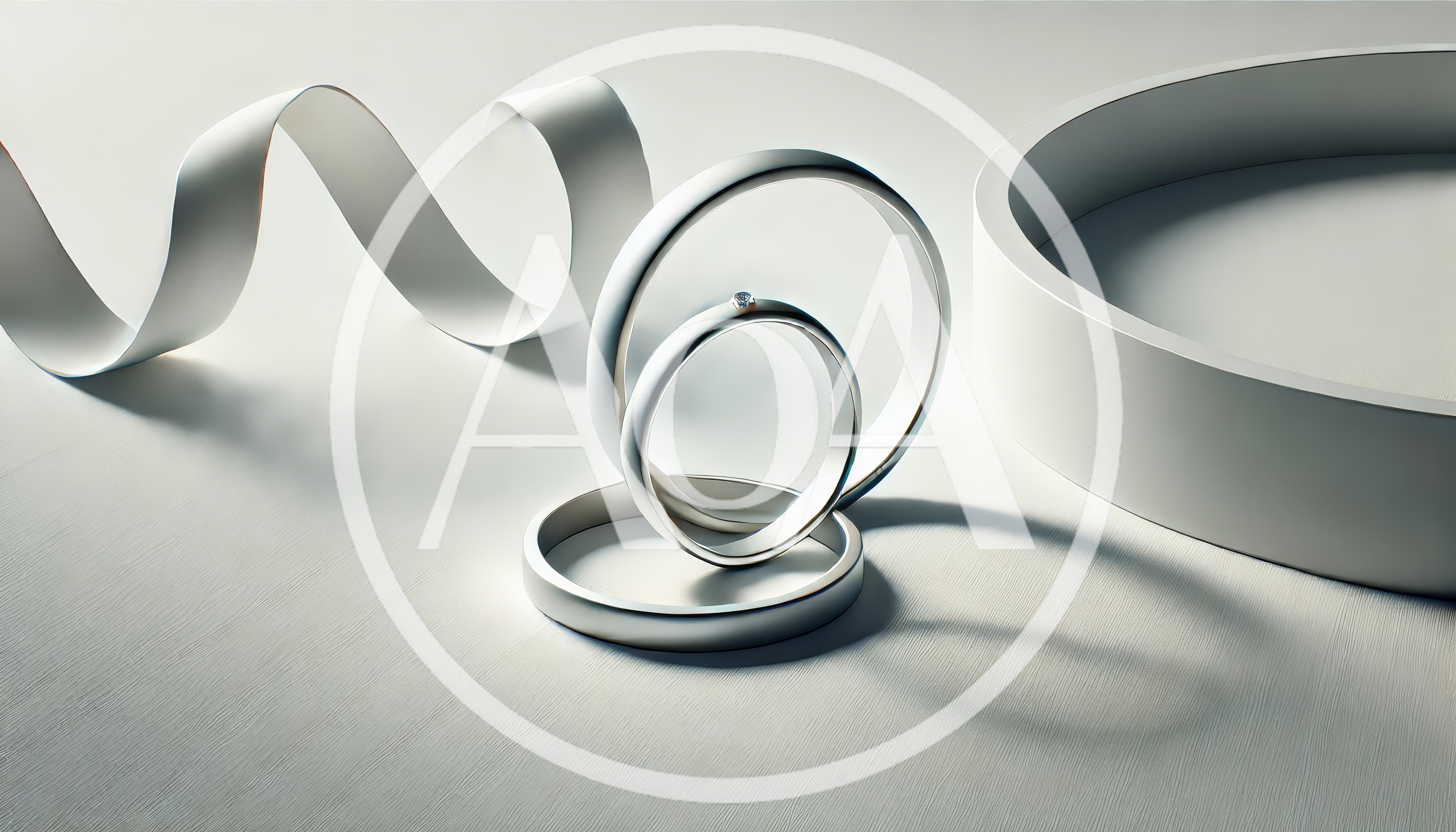Minimalist Silver Wedding Rings With Decorative Ribbon