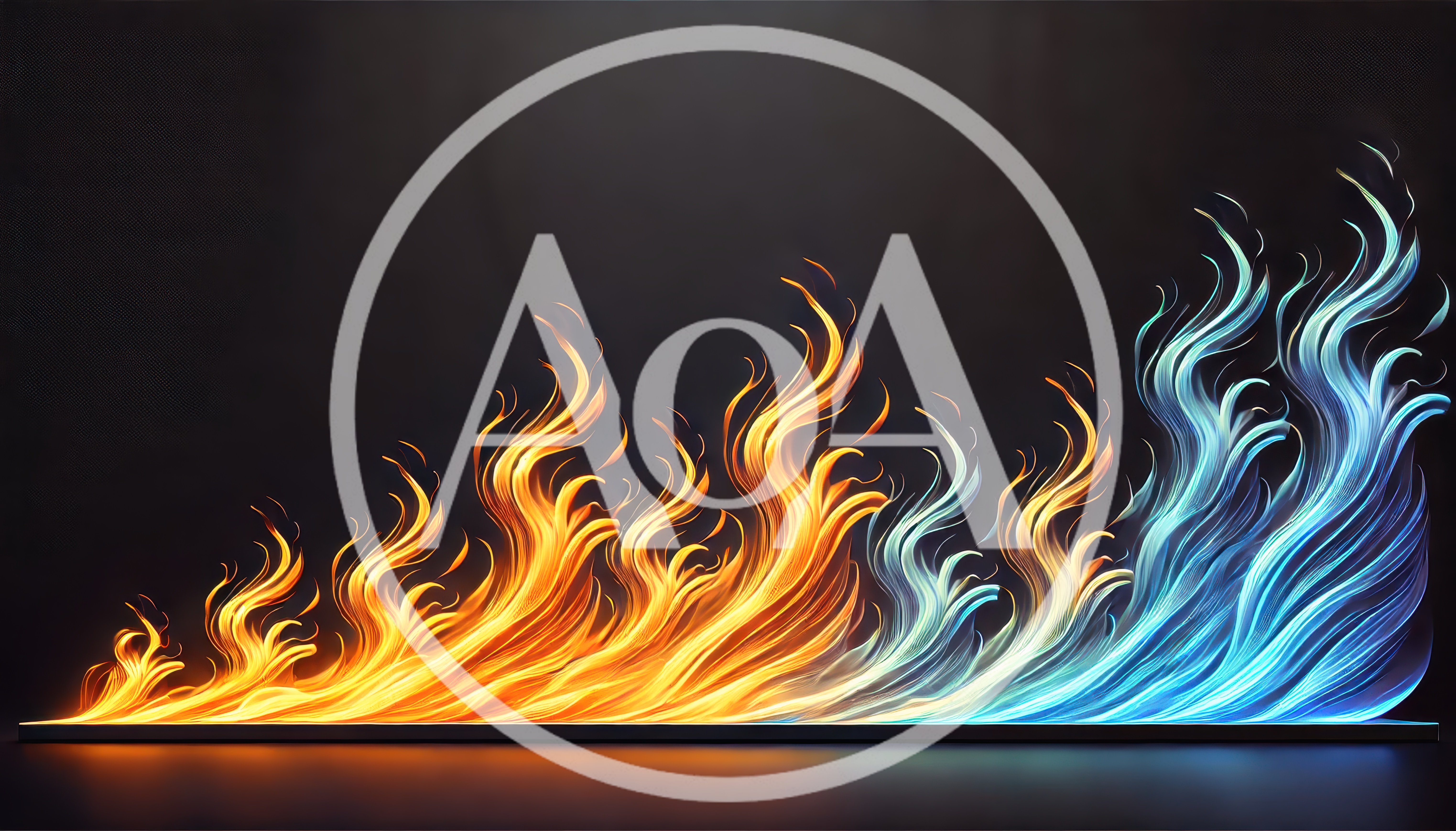 Abstract Dual Colored Fire Flames On Dark Background
